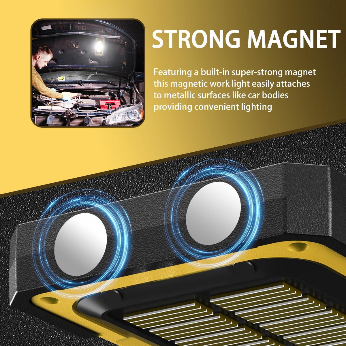 WARSUN 2PC Led Rechargeable Work Light,Portable Magnetic Work Light, Waterproof LED Solar Flood Lights for Outdoor Camping Hikin