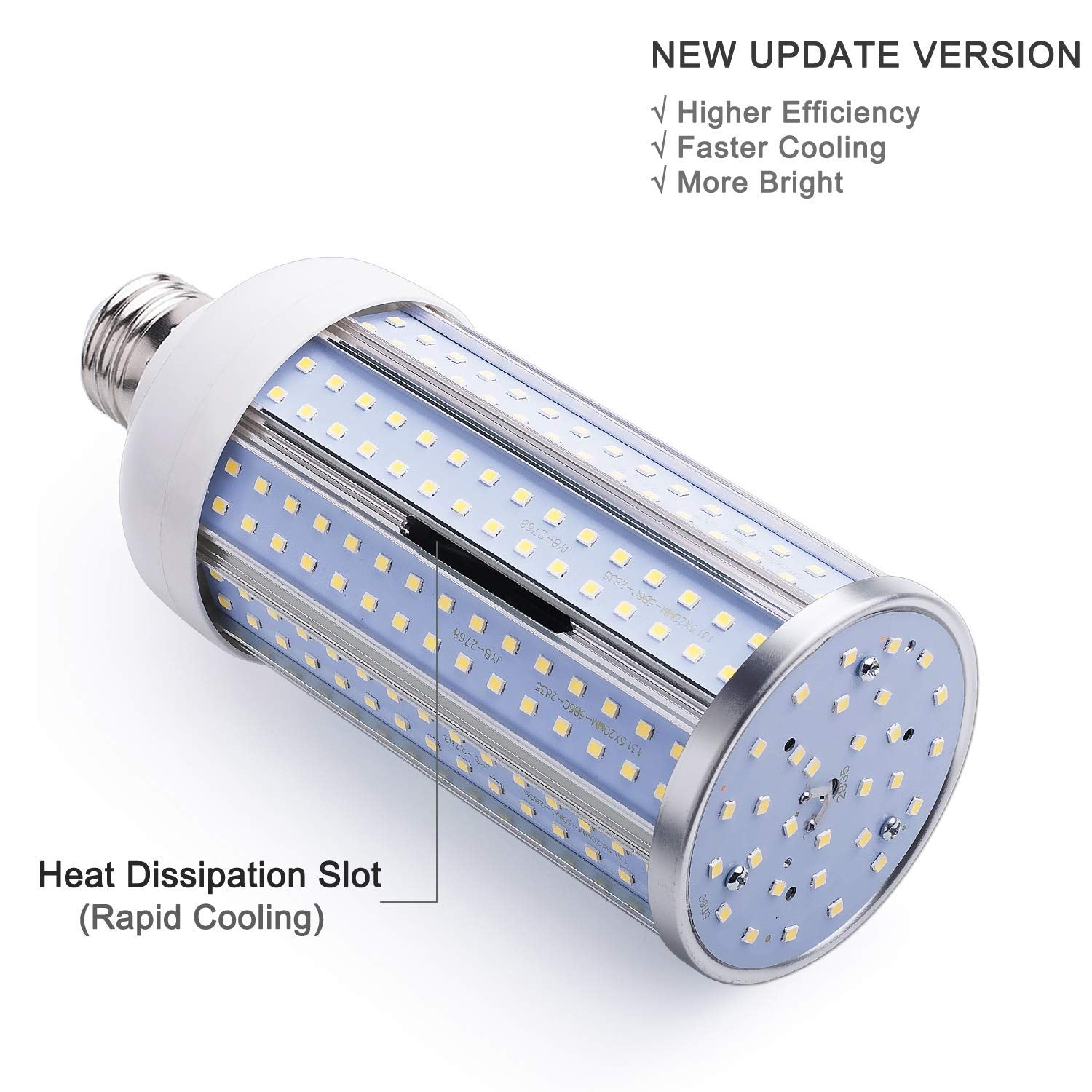 Auzilar 60W LED Corn Light Bulb, 6000Lm, 6500K Cool White, E39 Base, Metal, 1 Count