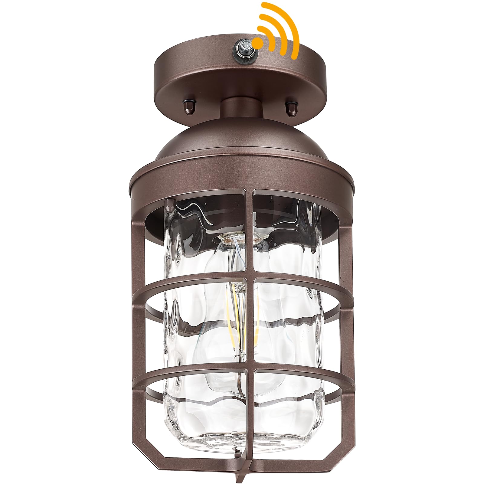 Starcurin Outdoor Ceiling Lights for Porch with Dusk to Dawn Sensor, Outdoor Semi Flush Mount Ceiling Light Fixture with Water R