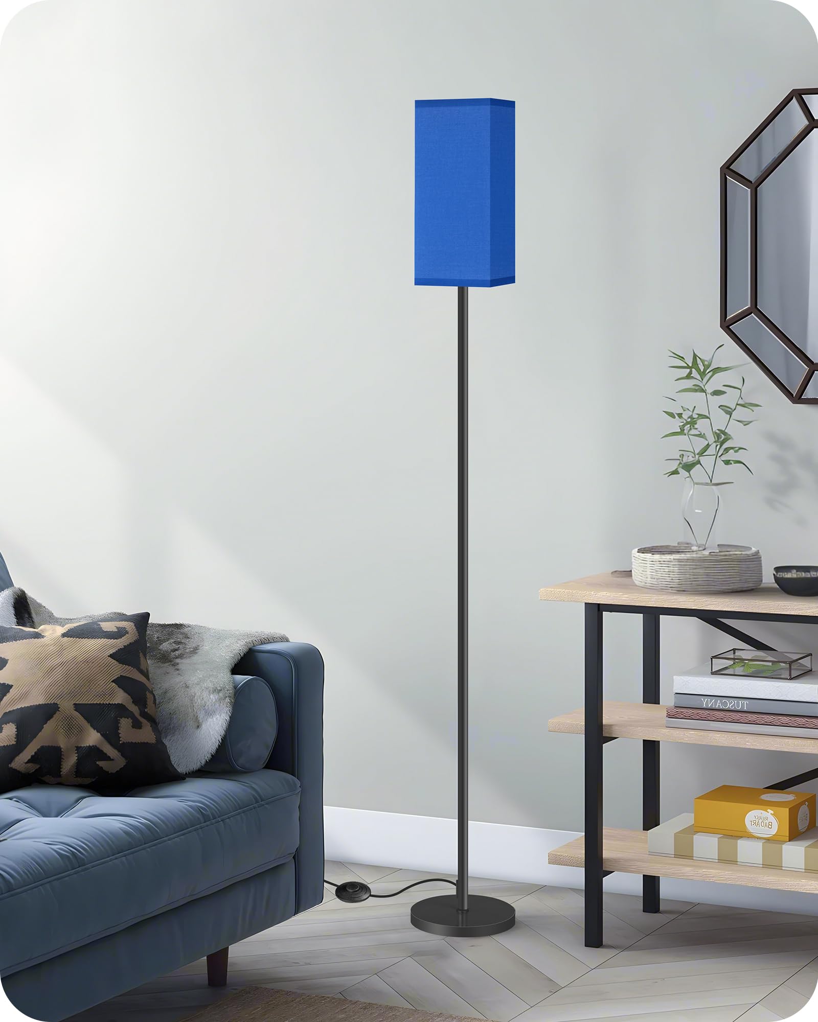 Goebleson Floor Lamp, Pole Lamp With Foot Switch, Modern Standing Lamp Lampshade, Minimalist Freestanding Lamp (Bulb Not Include