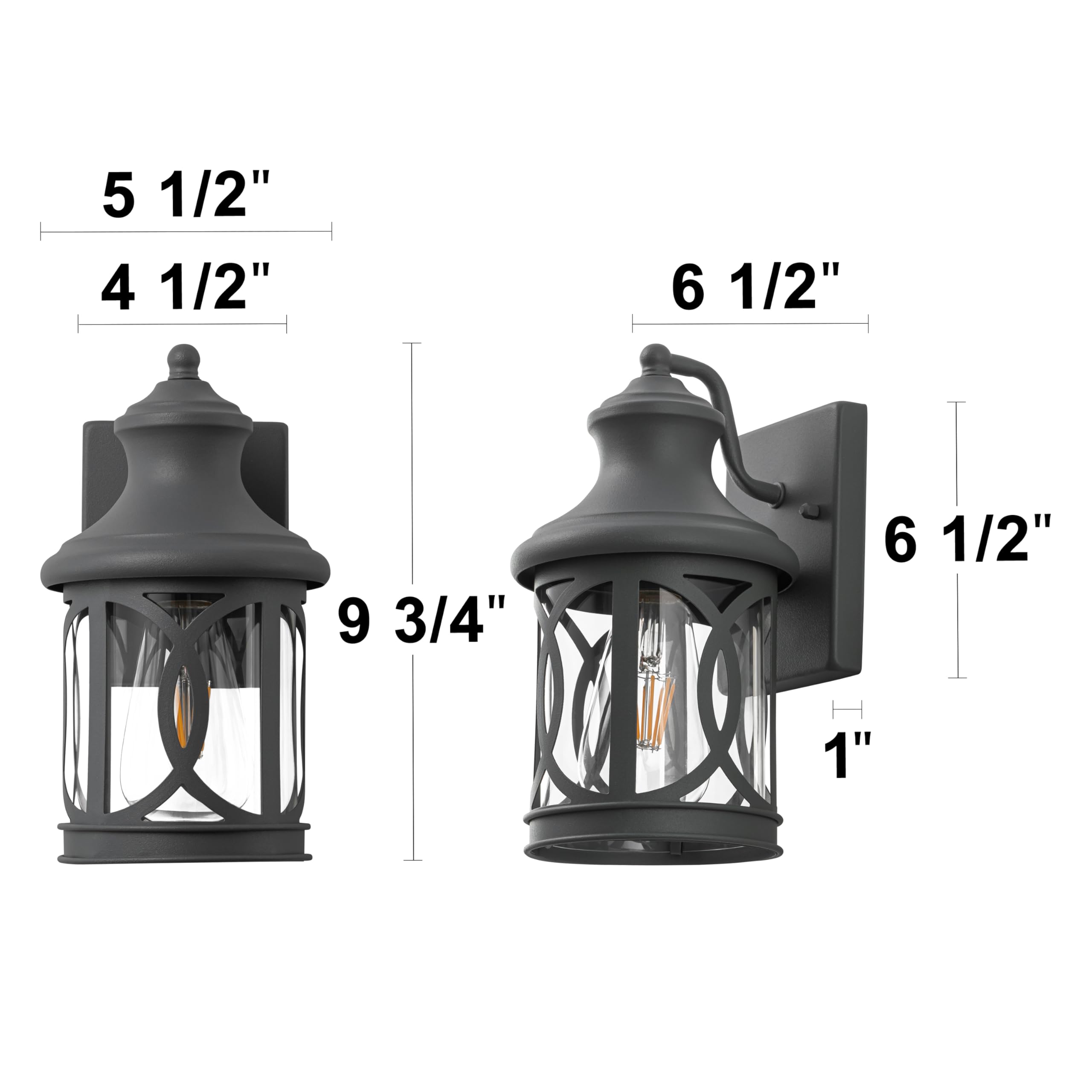 Laplusbelle 2-Pack Outdoor Wall Lights, Porch Lights, Waterproof Outdoor Wall Sconce, Exterior Light Fixture Grey Finish With Cl
