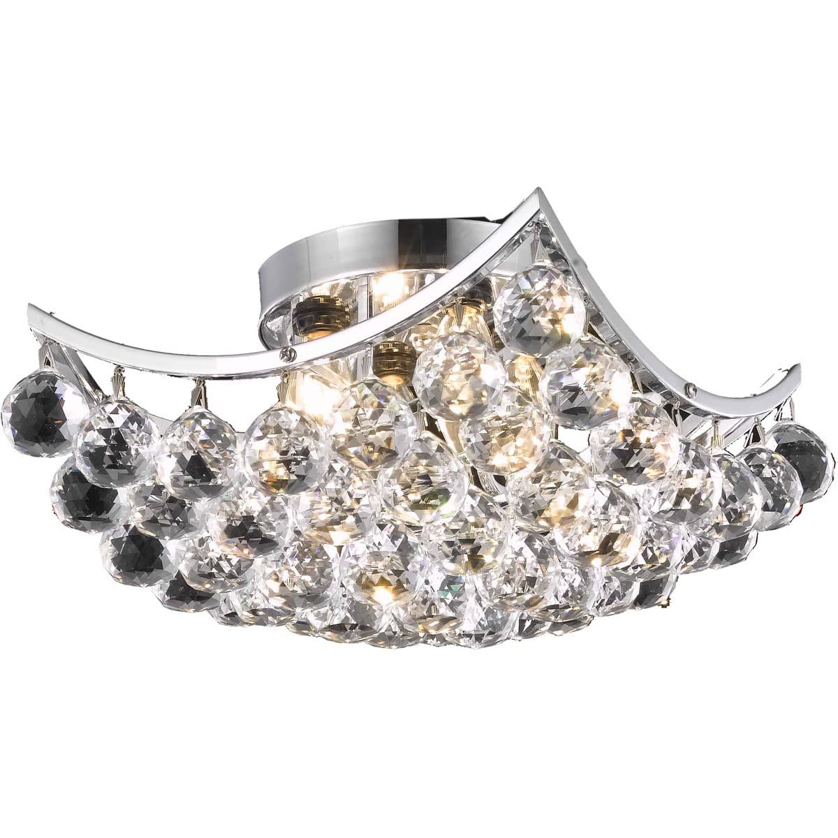 Elegant Lighting Corona Collection 9800F12C/Rc 4-Light Flush Mount With Royal Cut Crystals, Chrome Finish