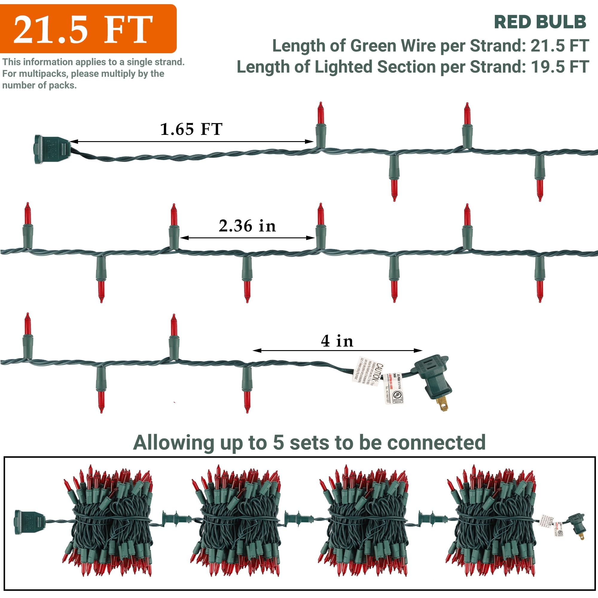 Watereem 2 Pack Red Christmas String Lights  100 Count Each  Incandescent Mini Christmas Lights  Connectable Xmas Tree Light For Indoor Outdoor Garland Birthday Holiday Wedding Festival Party