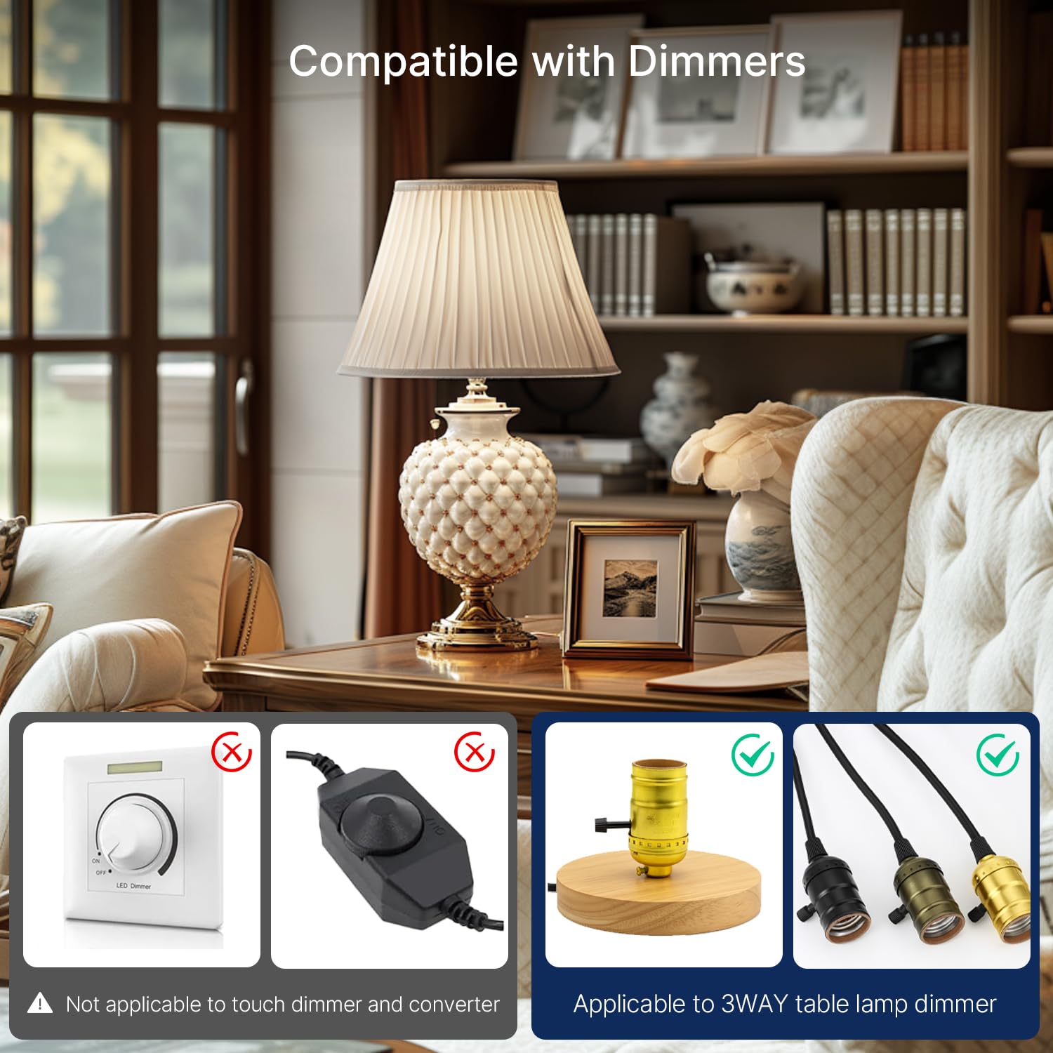 Flsnt 3 Way Led Light Bulb E26 Standard Base, 50W 100W 150W Equivalent, 3-Way Dimmable A23 Led Clear Light Bulbs, 5000K Daylight