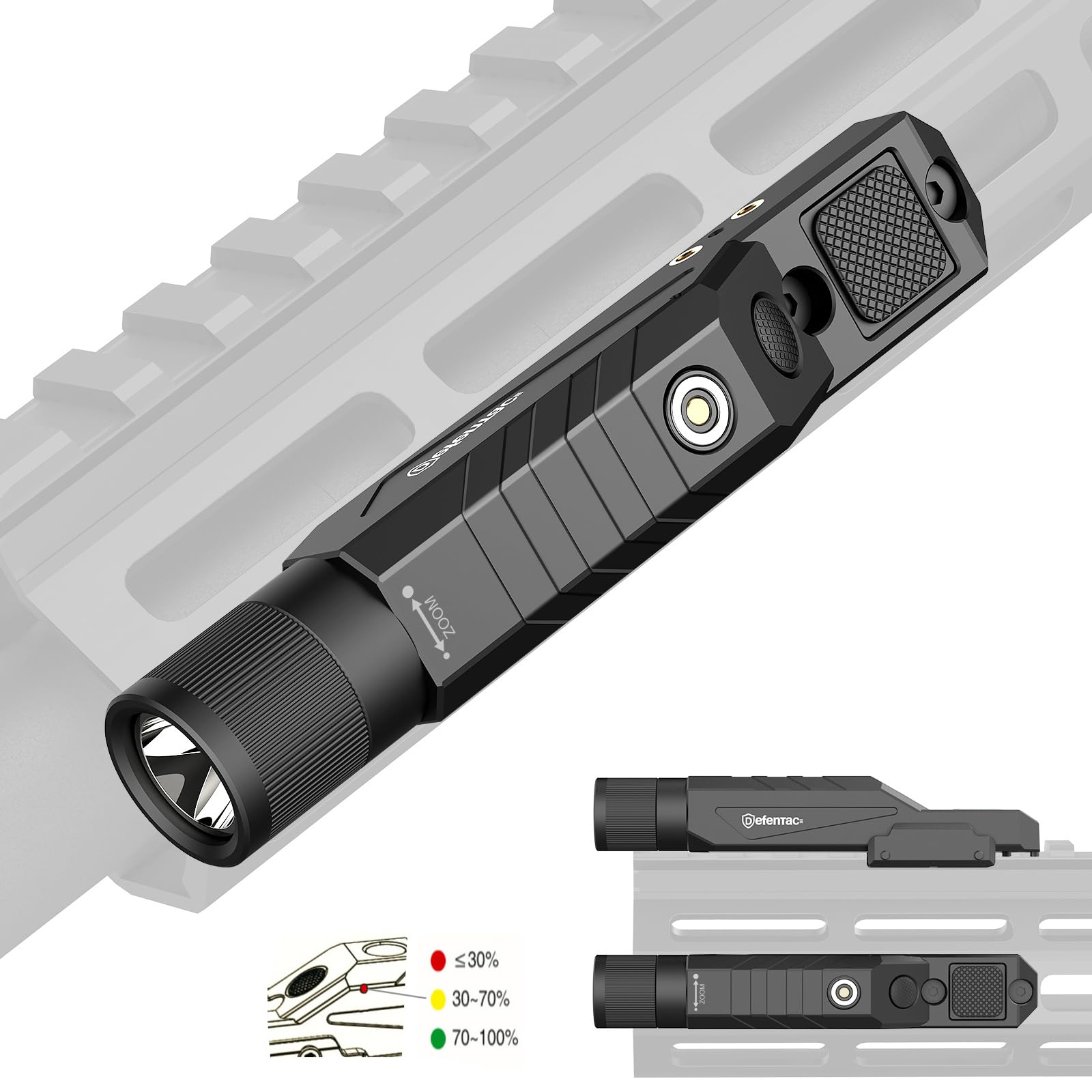 DEFENTAC Tactical Flashlight 1750lm Zoomable Polymer DF-9032-SJ White LED