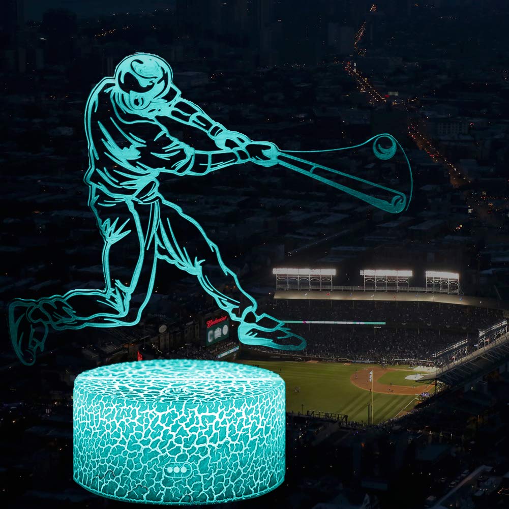 Baseball 3D Night Light Lamp Illusion Effect Lights Kids Bedroom Decor Sleep Help 16 Colors Optional & Dimmable By Ir Best Gifts