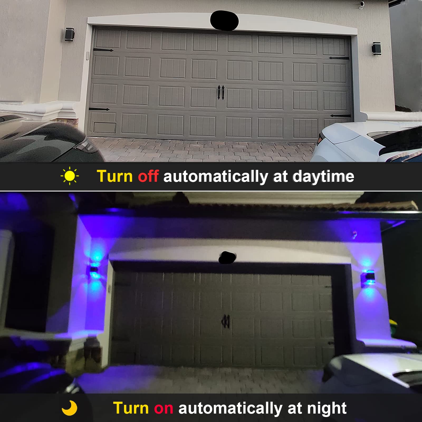 Iyogaled Up & Down Outdoor Wall Sconce Lights - Blue Dusk To Dawn, 3 Pack, Aluminum Fixtures