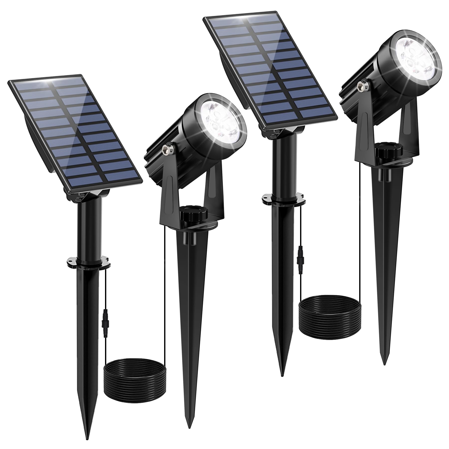 CREPOW Solar Spot Lights Outdoor, Solar Landscape Spotlights IP65 Waterproof 9.8ft Cable, Auto On/Off Outdoor Wall Lights for Ga