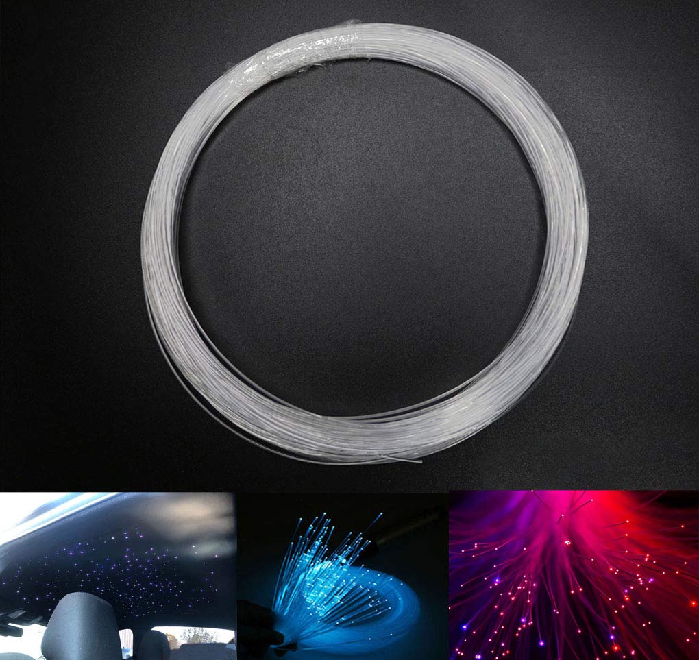 AZIMOM PMMA Plastic End Glow Fiber Optic Cable 1mm(0.04in) 50m(164ft)/Roll for Star Sky Ceiling All Kind Led Light Engine Driver