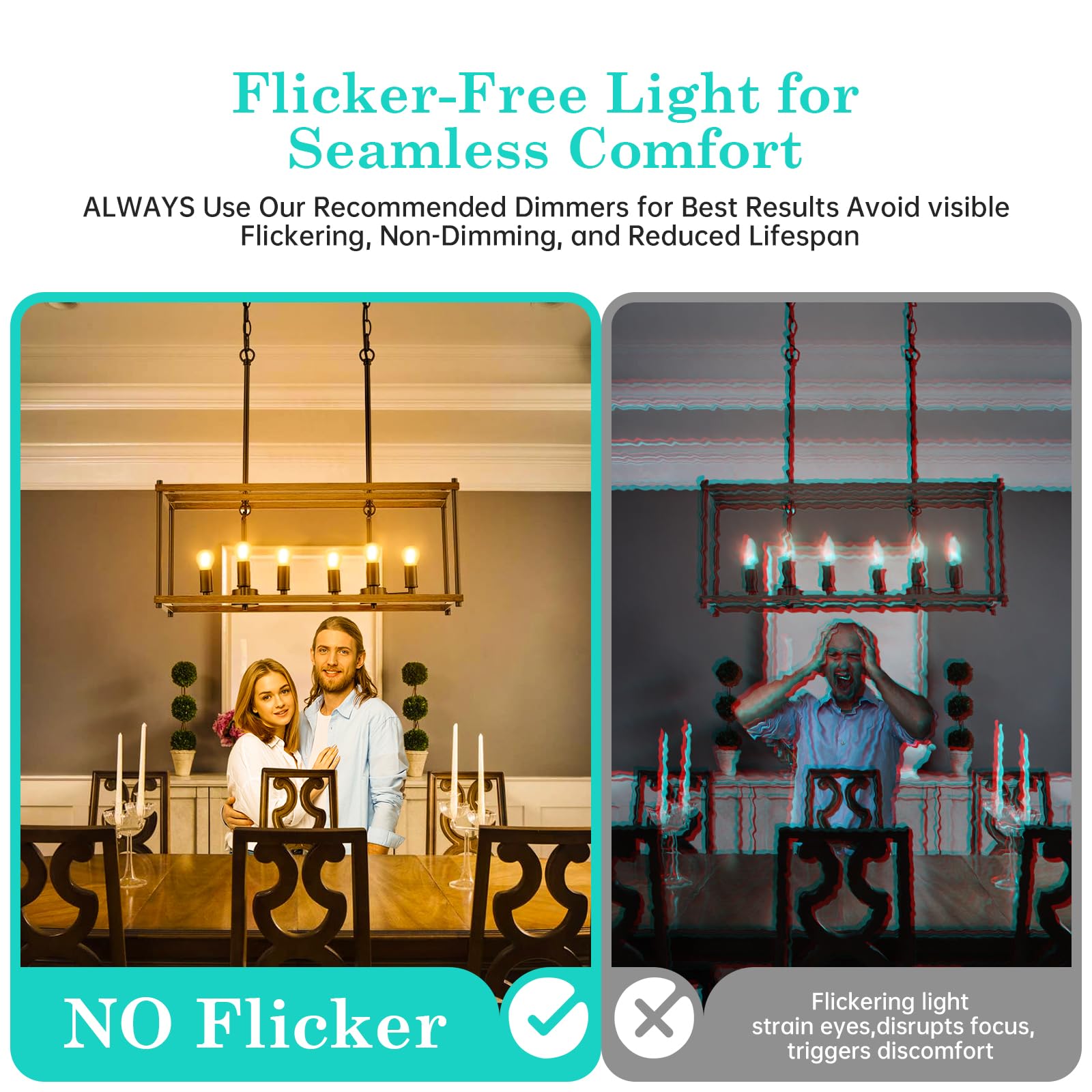 AMDTU E26 Globe Light Bulbs, 40W Dimmable Frosted G16.5, Soft White 2700K, 6 Pack, Glass Vintage Chandelier Bulbs