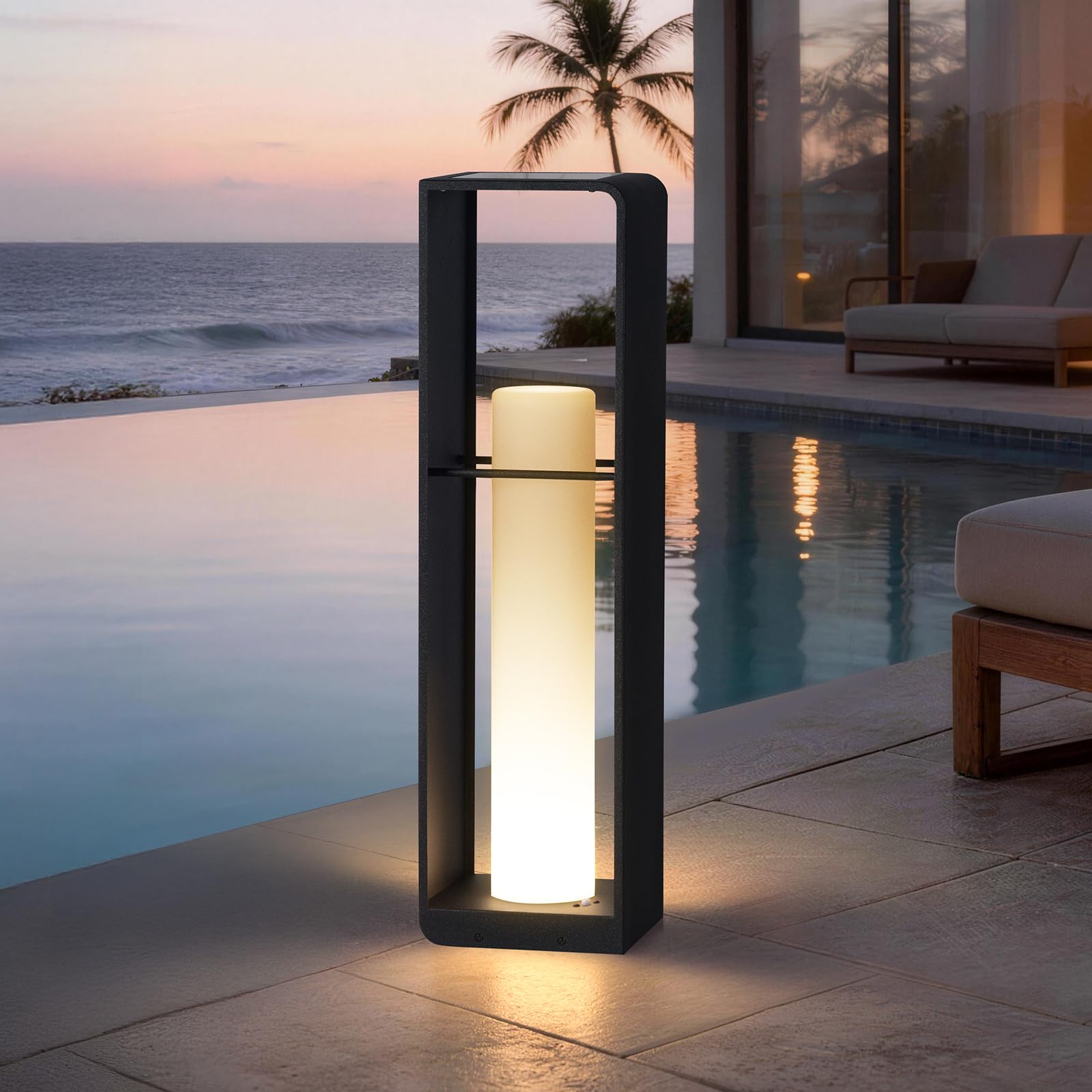 MVBT 28.7 Tall Outdoor Floor Lamp, Large Solar Lantern Waterproof, 3000K Solar Floor Lamp, Outdoor Lanterns for Porch, Patio Lig