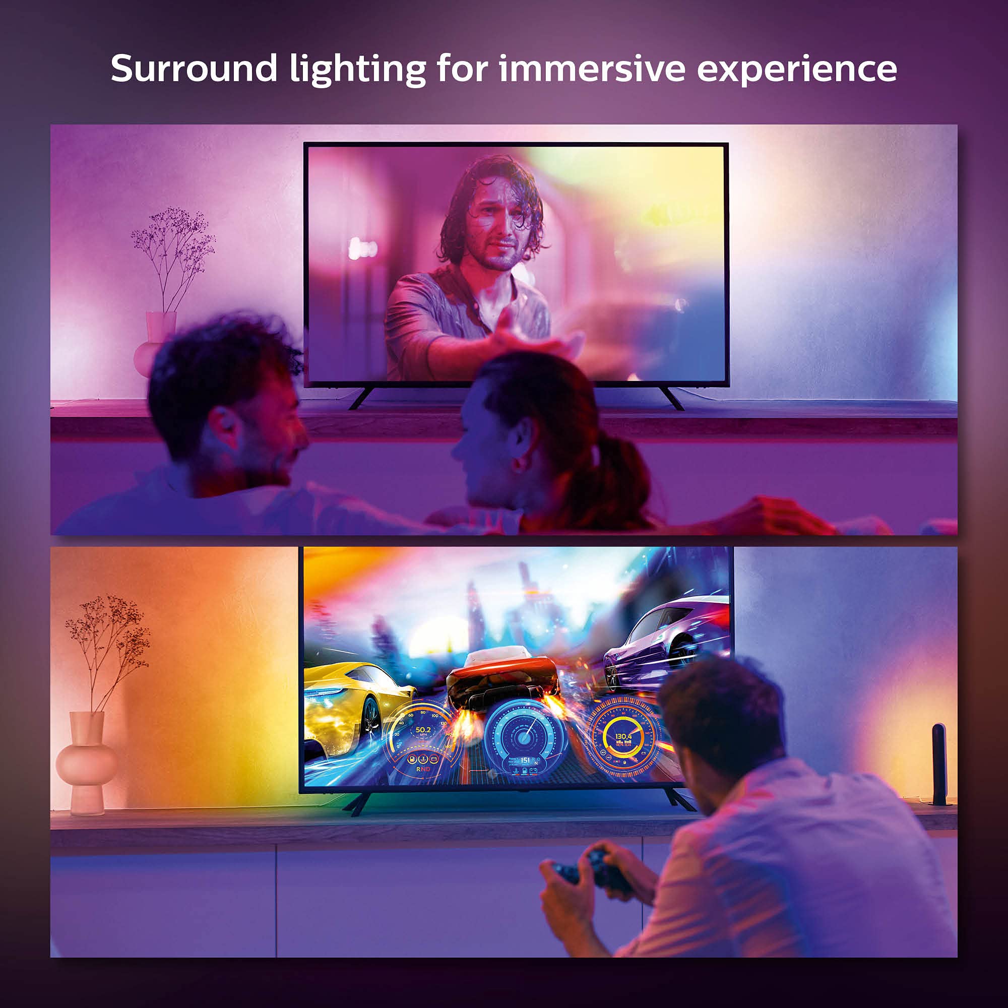 Philips Hue Gradient LightStrip 55" - Sync with TV & Music, Black, Model 560409, Requires Hue Bridge & Sync Box