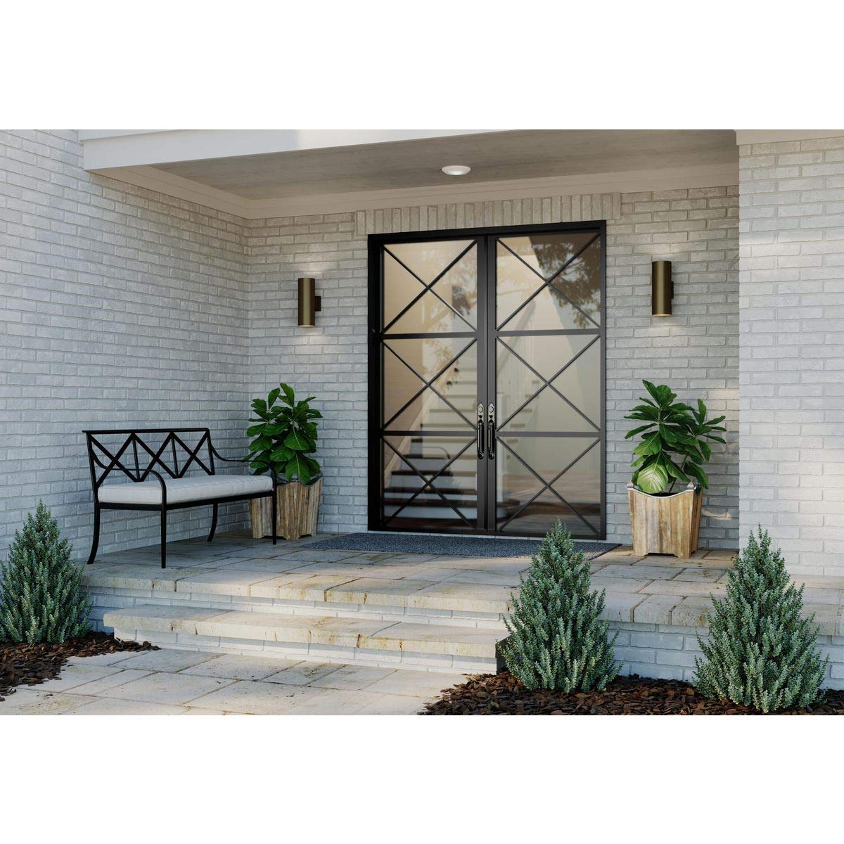 Progress Lighting 5-Inch Cylinder Outdoor Led Wall Sconce, 2-Light Modern Wall Mount Led Up And Down Lights, Interior And Exteri