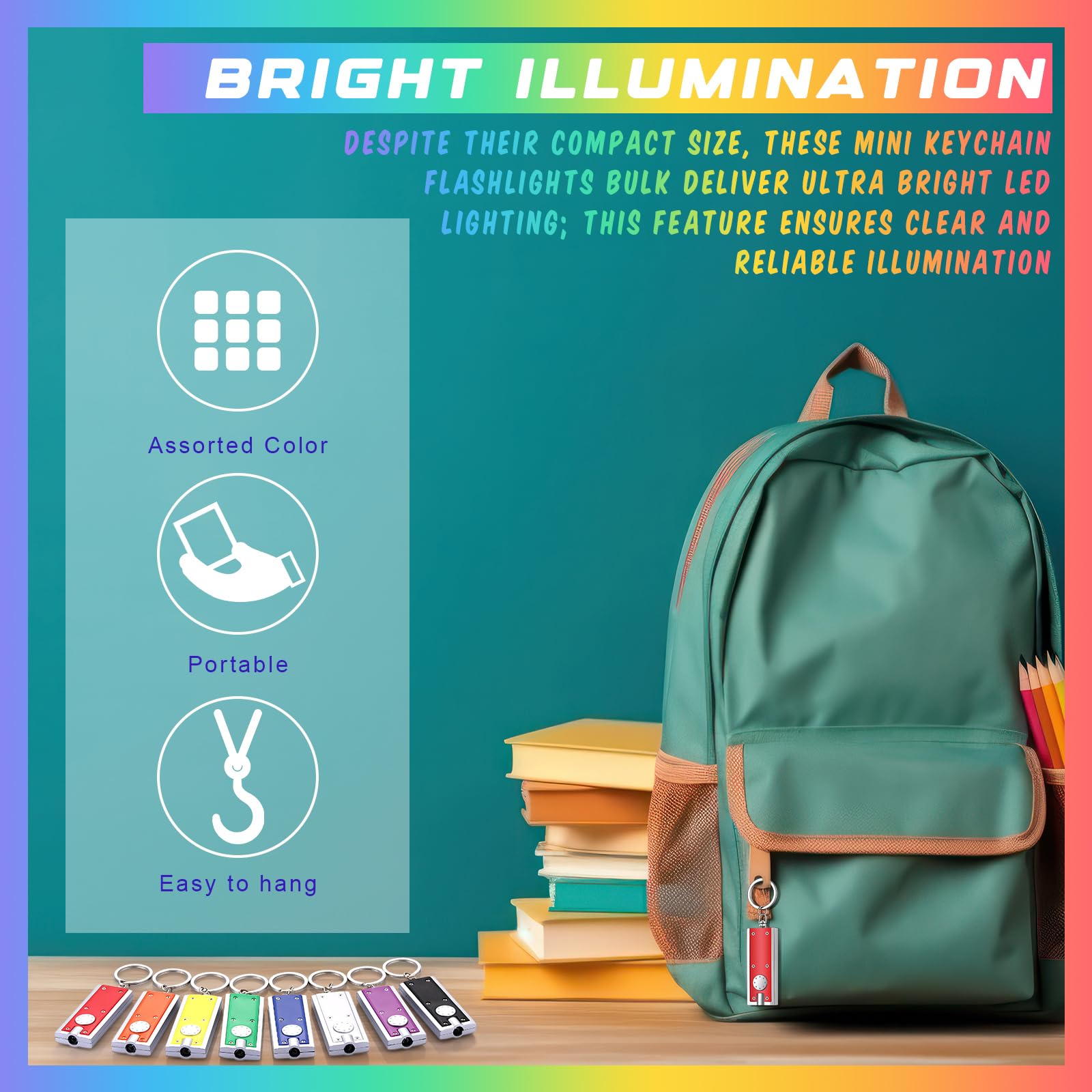 Glooglitter Mini Keychain Flashlight Led Keychain Light Bulk Small Flashlight For Outdoor Camping Hiking Equipment And Emergency Gift(Multicolor)