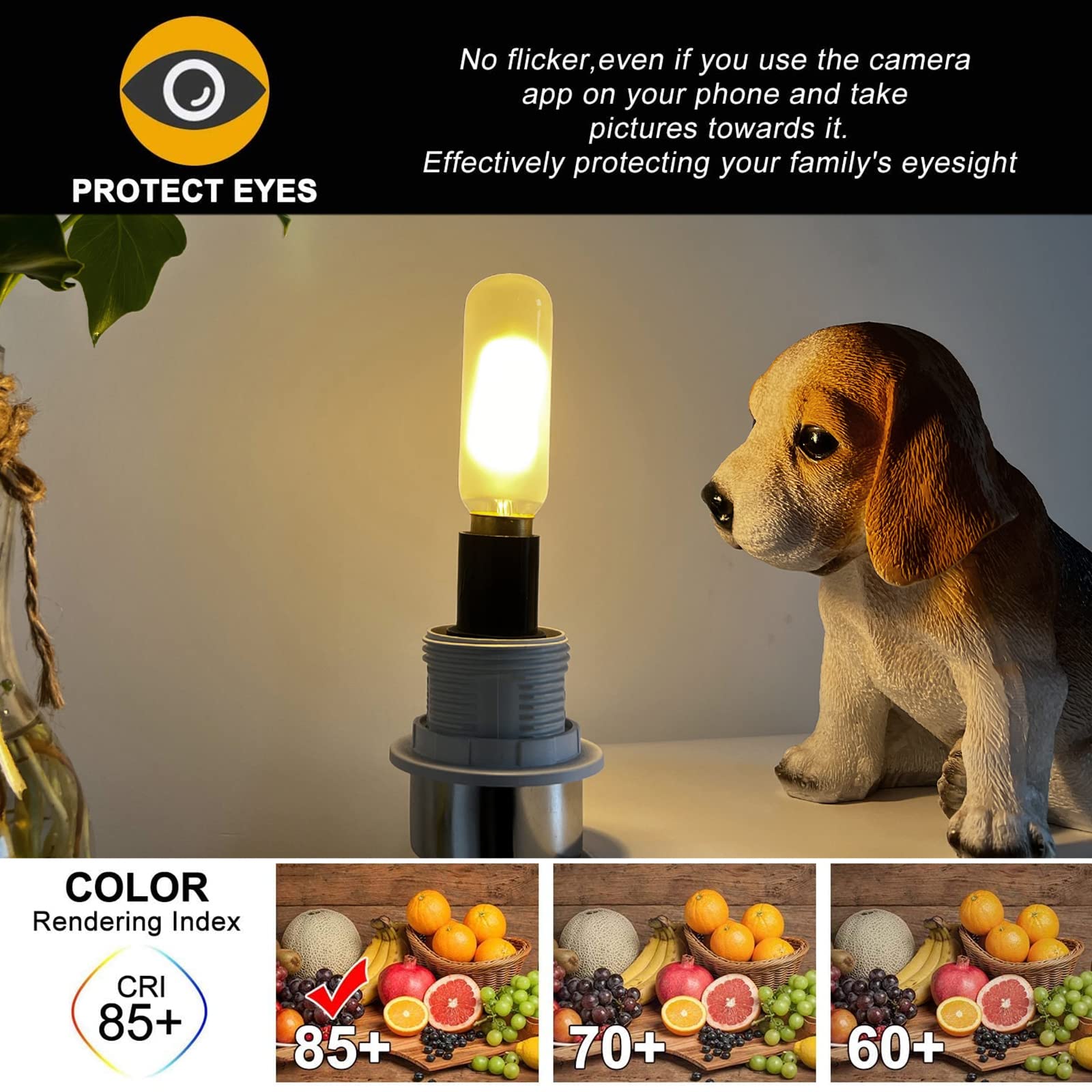 LVYE Frosted T6 LED Bulbs, 4W E12 Edison, Soft White 3000K, 400lm, 6-Pack Decorative Glass Candle Bulbs