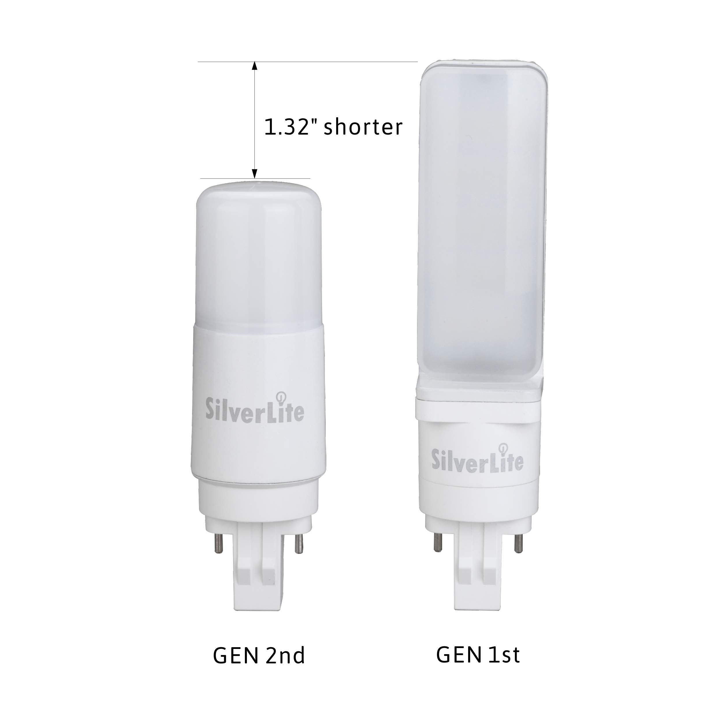 Silverlite LED Stick PL Bulb, 7W (18W CFL Equivalent), 700LM, Soft White 2700K, GX23-2 Pin Base, 2 Pack