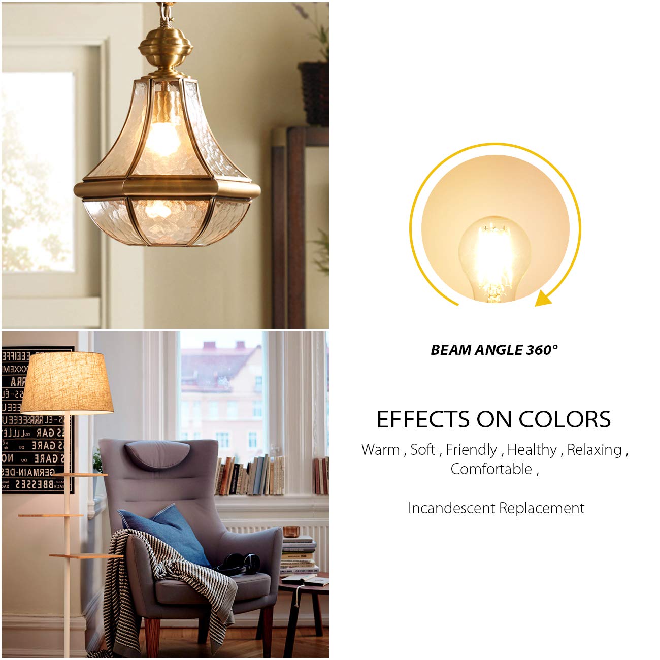 Lvwit A19 Led Vintage Led Filament Bulb E26 Base Dimmable 7W (60W Equivalent),2700K Warm White 800 Lumens,Omnidirectional, Ul-Li