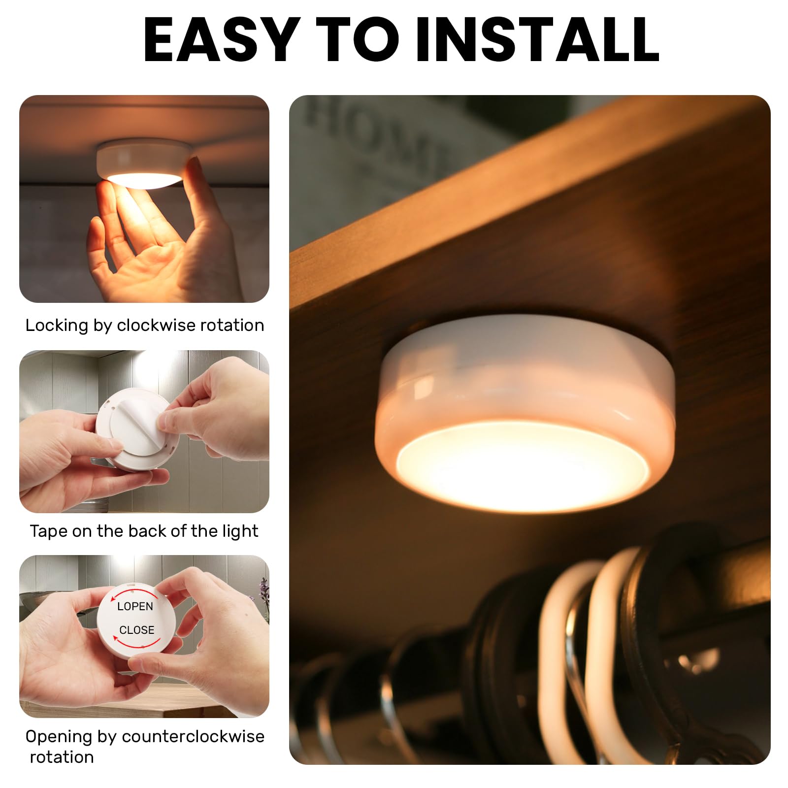 Swesara Push Lights With Remote Puck Lighting Battery Operated Tap Lights Button Stick On Color Changing Led Lights 6 Pack (6P W