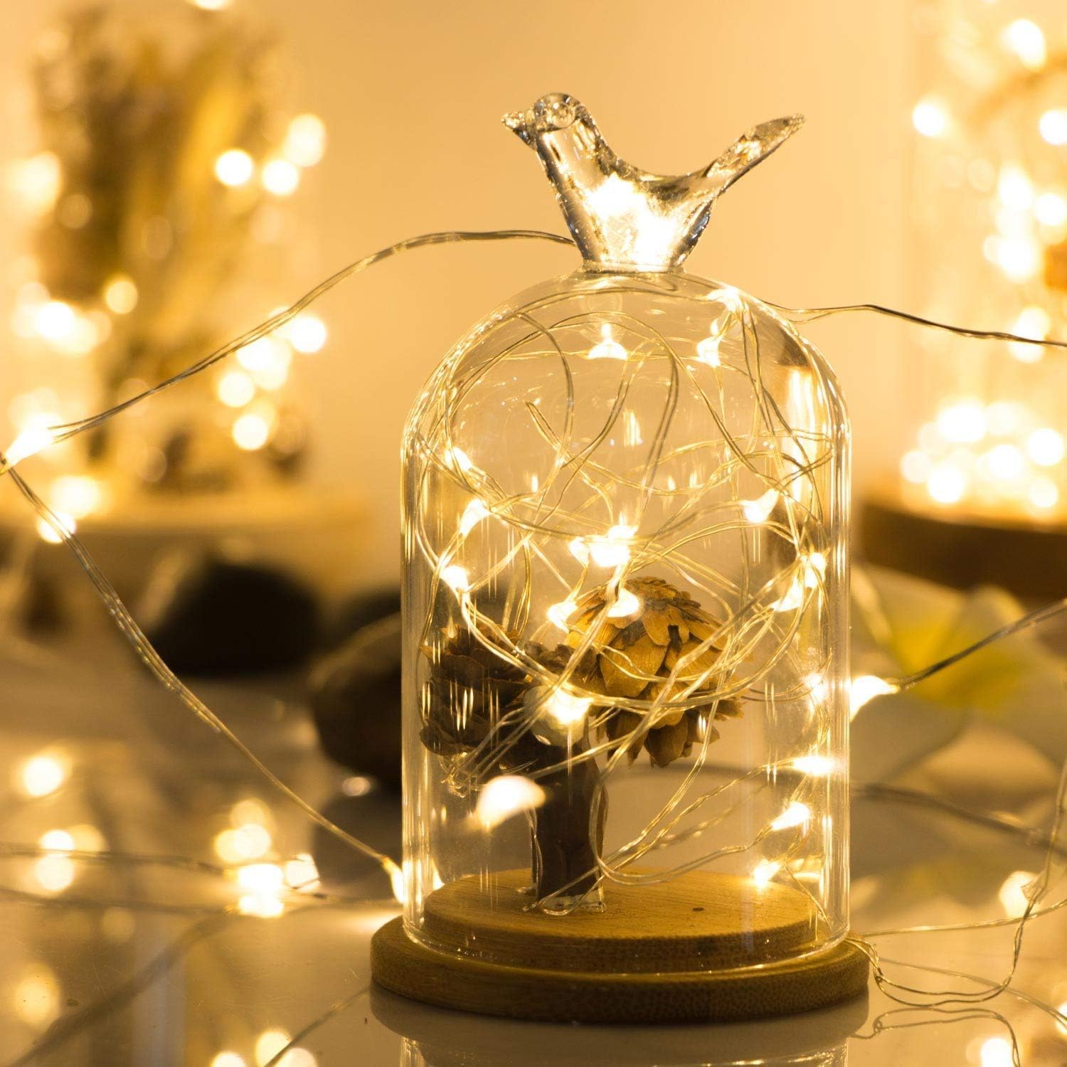 ANJAYLIA LED String Lights 50 Mini Twinkle Lights Battery Operated 16.4ft Warm White Decor for Wedding Party Christmas