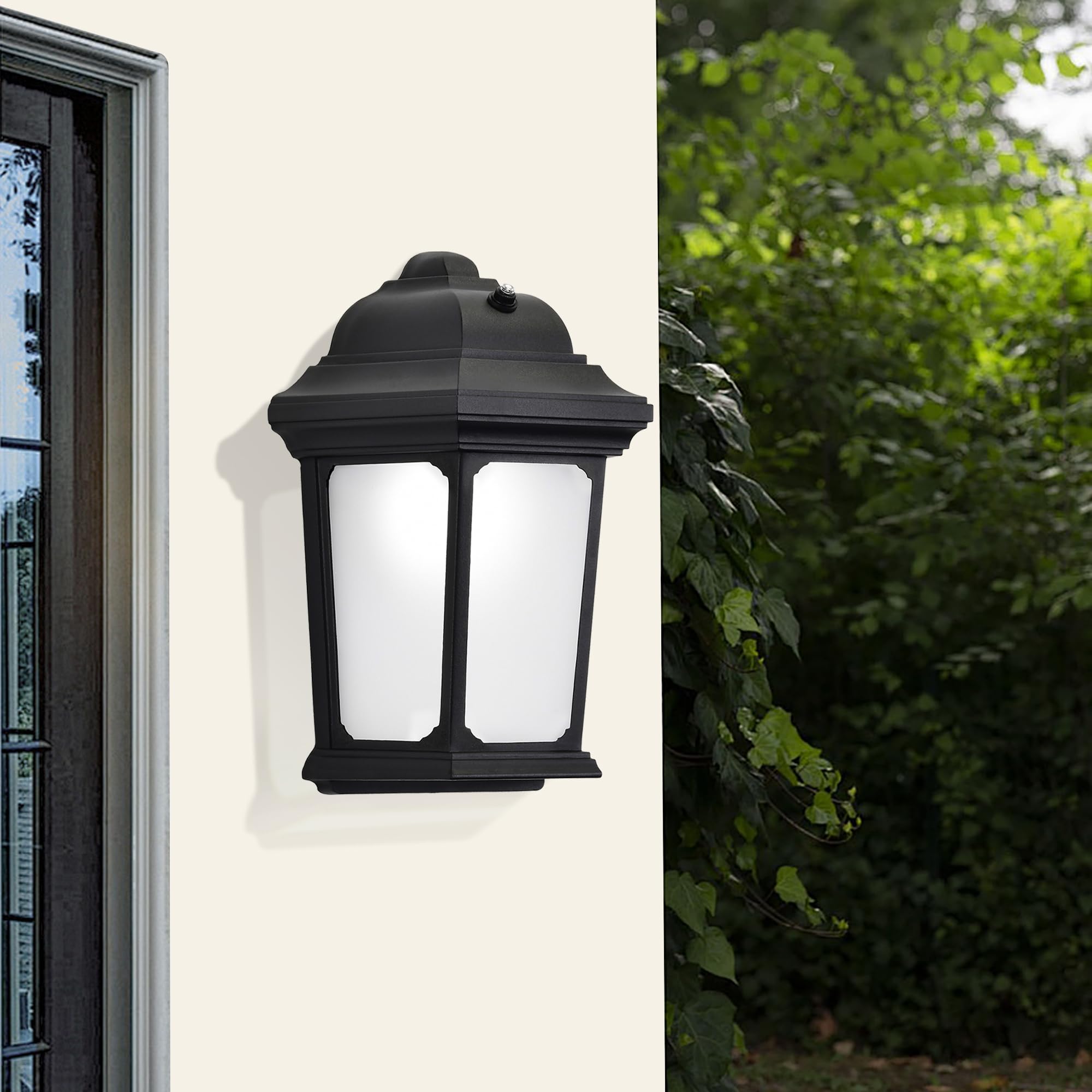 Edvivi Led Outdoor Wall Lights, Dusk To Dawn Outdoor Lighting Fixture, Black Porch Lights Outdoor With Frosted Glass, Waterproof