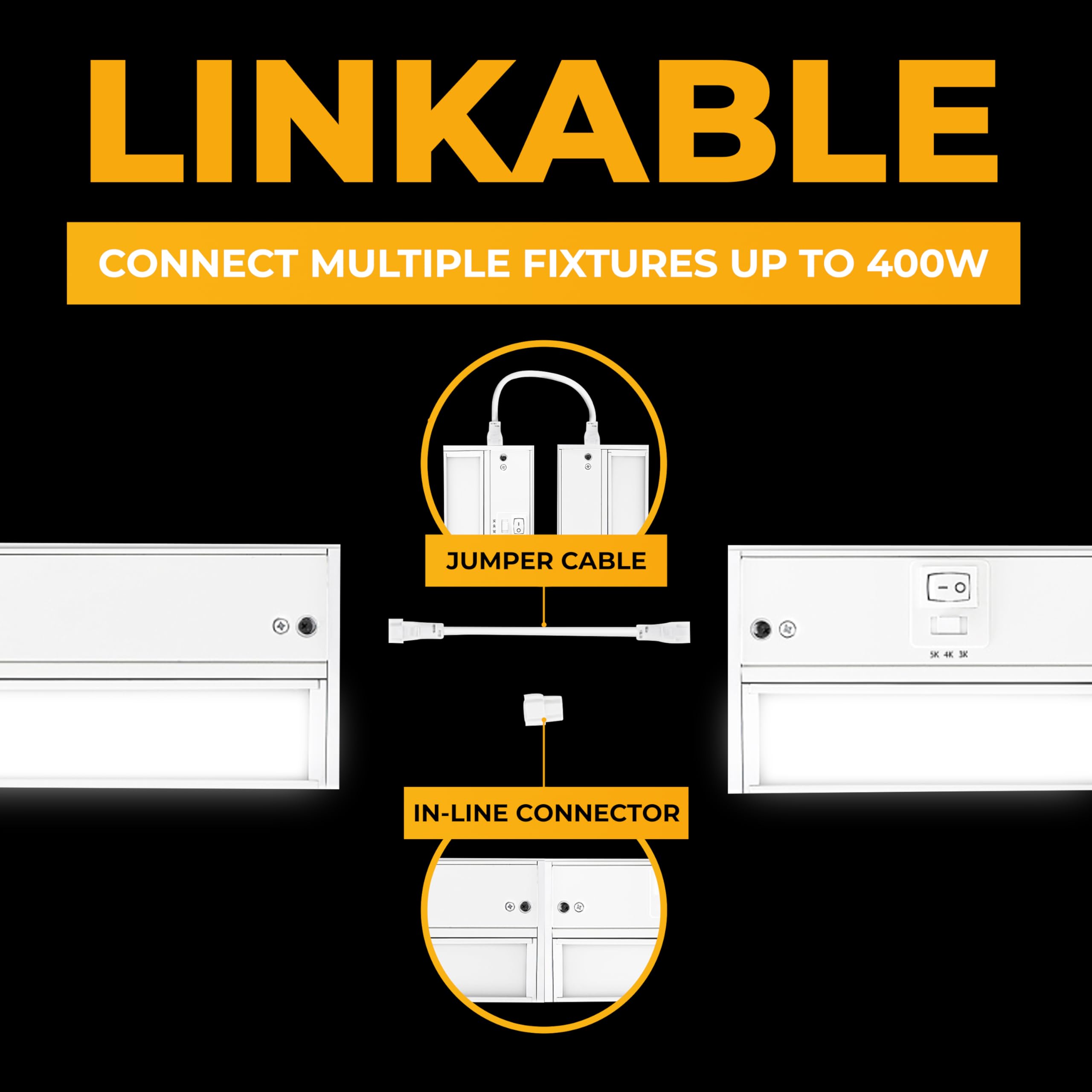 NSL LED Under Cabinet Lighting - Dimmable, 3 Color Temperatures, 40 Inch, Aluminum, White Finish, Model LTSPRO-40-WH