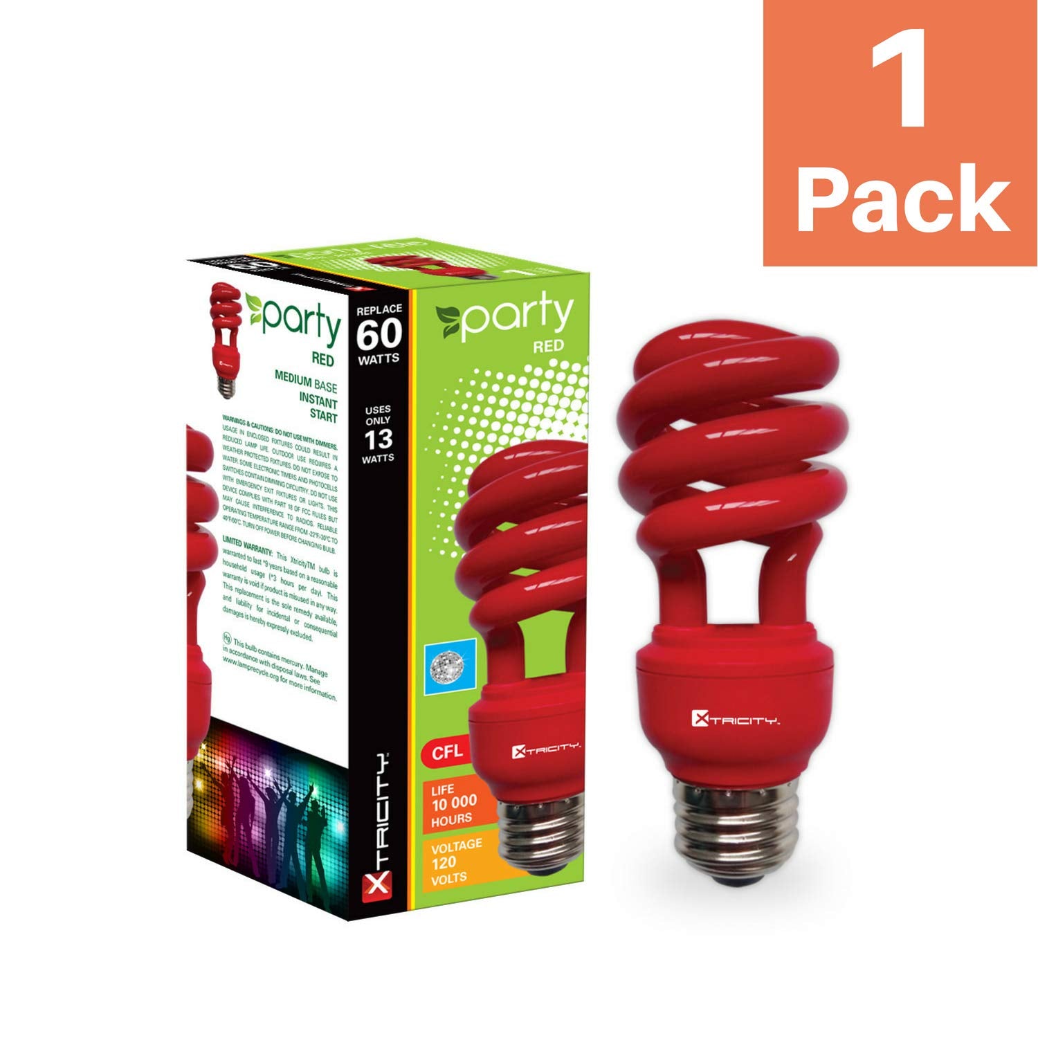 Xtricity 13-Watt Cfl Yellow Spiral Bug Light (60W Incandescent Equivalent) - E26 Medium Base Energy Saver (Pack Of 2)