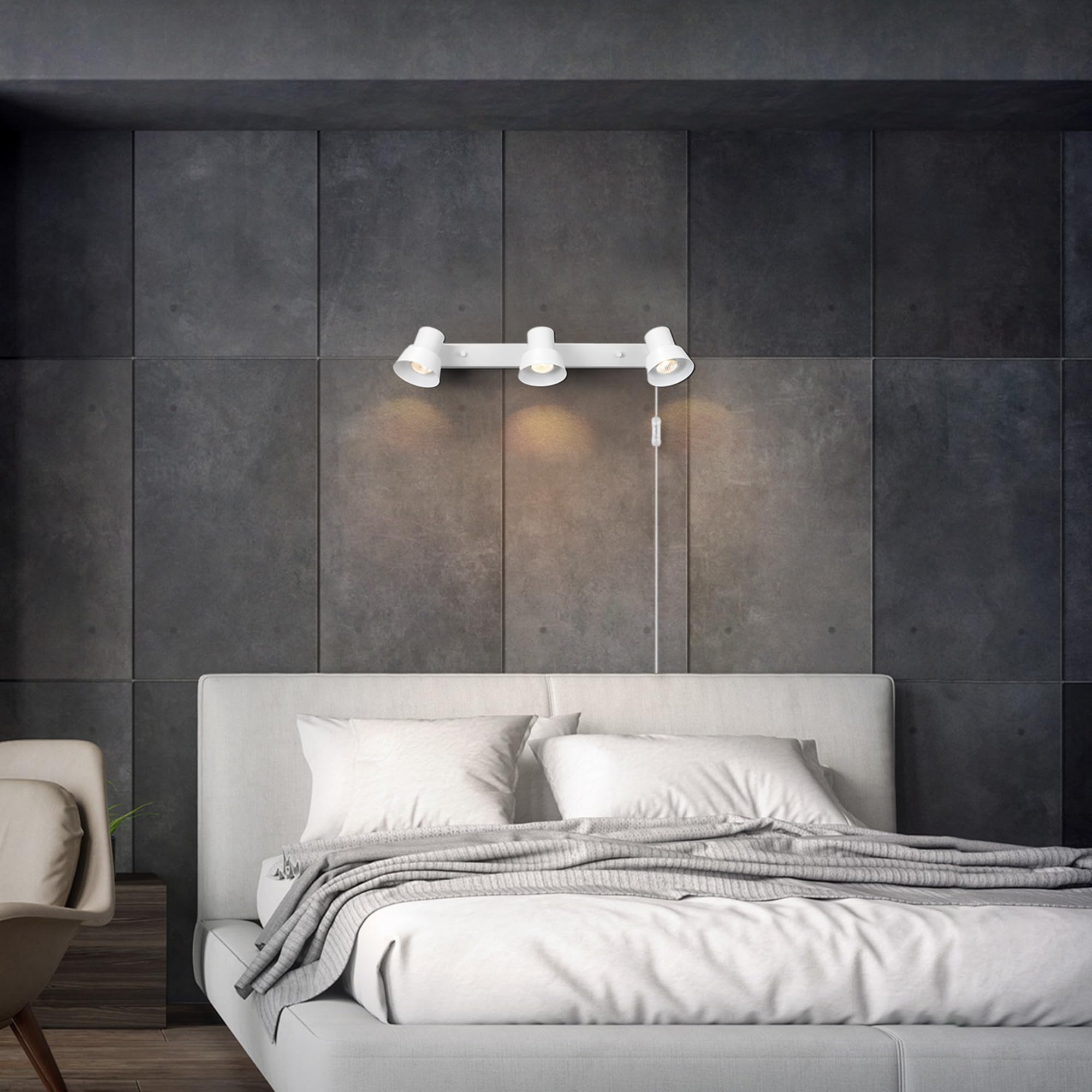 Globe Electric 64000116 22'' 3-Light Plug-In Track Lighting, Matte White, Pivoting Track Heads, 15-Foot Cord, In-Line On/Off Roc