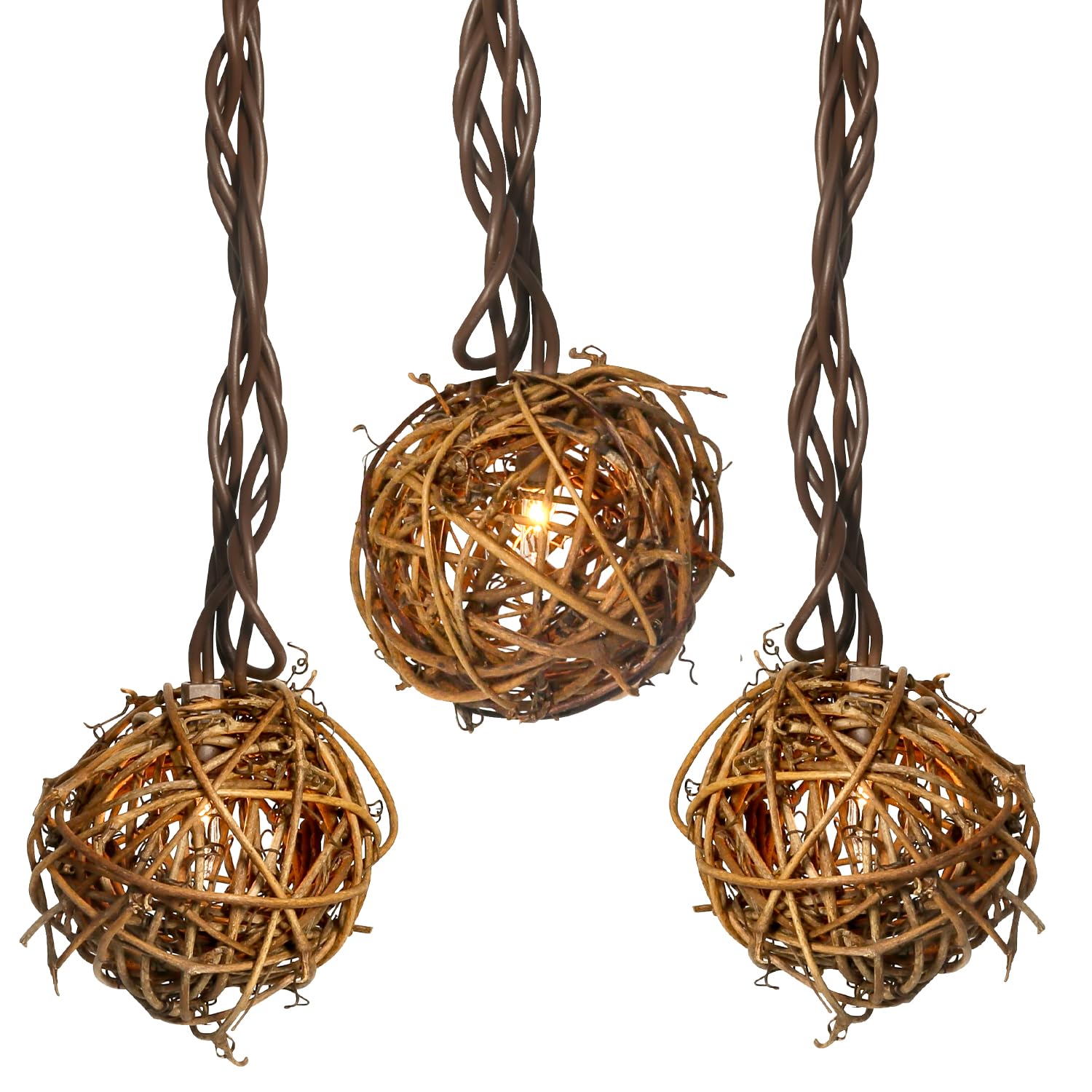 Rattan Christmas String Lights, 10 Counts Mini Natural Globe Rattan Ball, Wicker Lights for Patio, Wedding, Garden, Party, Home Decor, Indoor Outdoor use, 7.92Ft (Rattan + Brown Cord)
