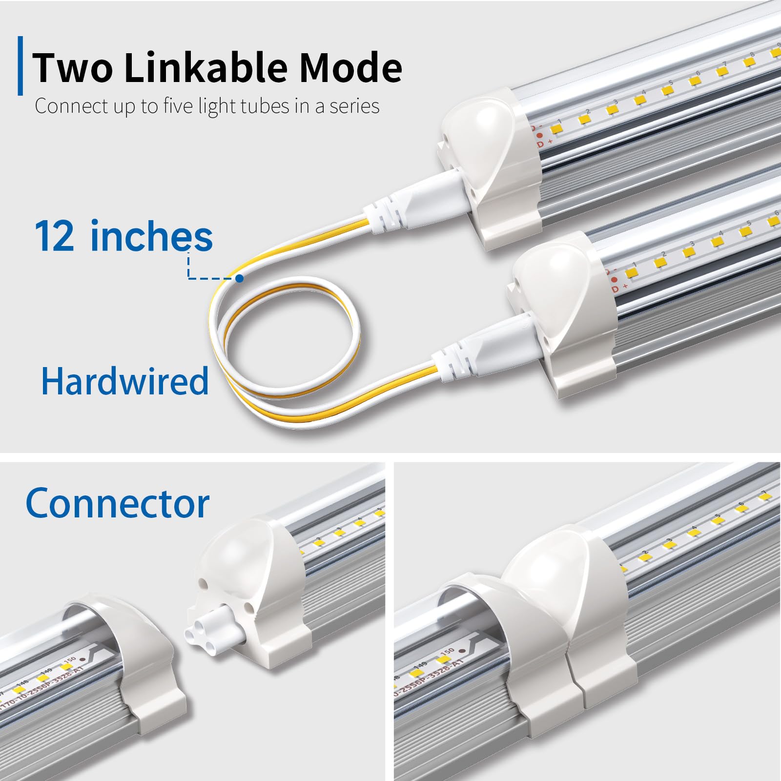 Shinestar 4Ft Led Shop Lights, 40W 5000Lm 5000K Led Shop Light Super Bright 75% Energy-Saving Linkable T8 Light Tube Integrated