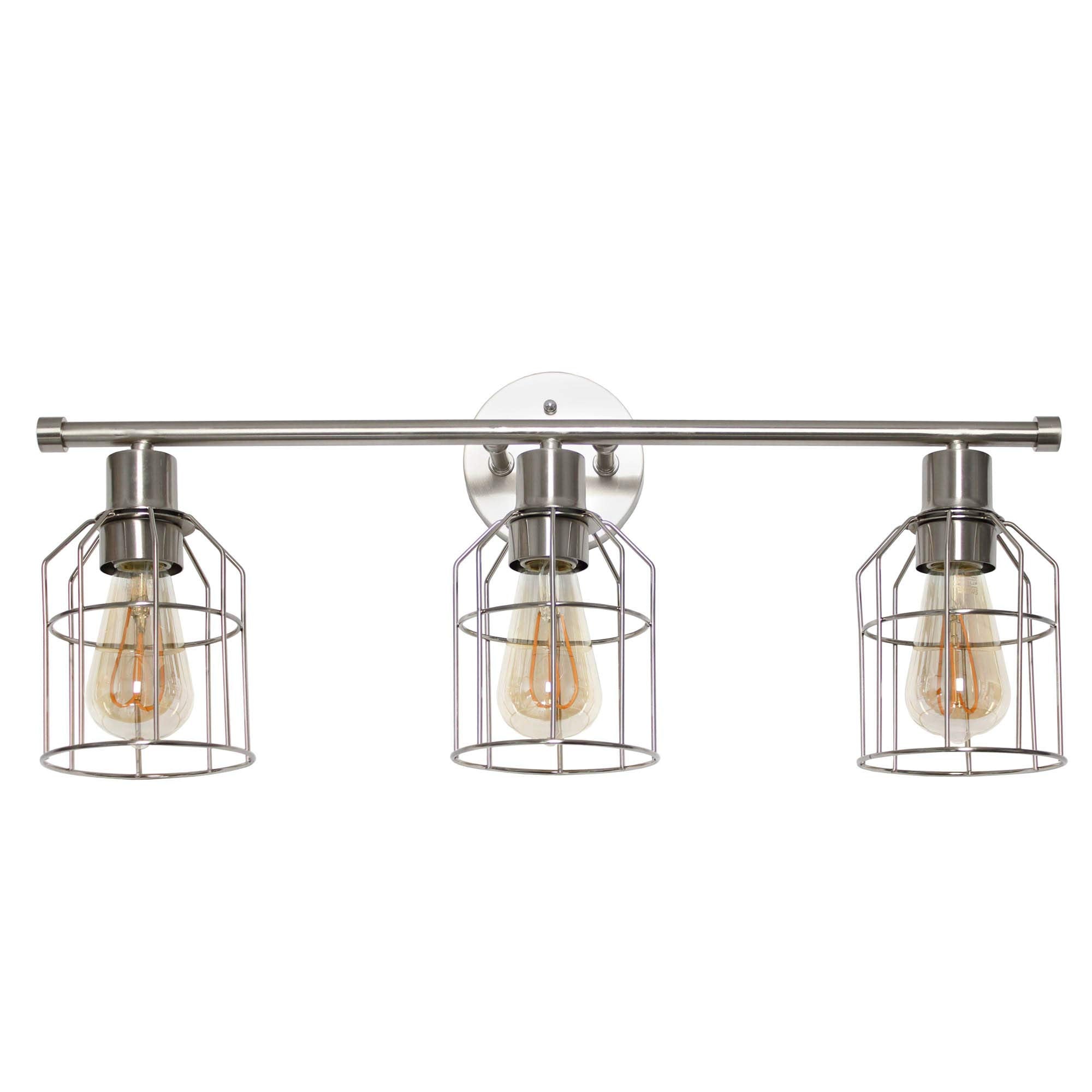 Lalia Home Industrial Bathroom Vanity Light, Brushed Nickel Wire Cage Shade