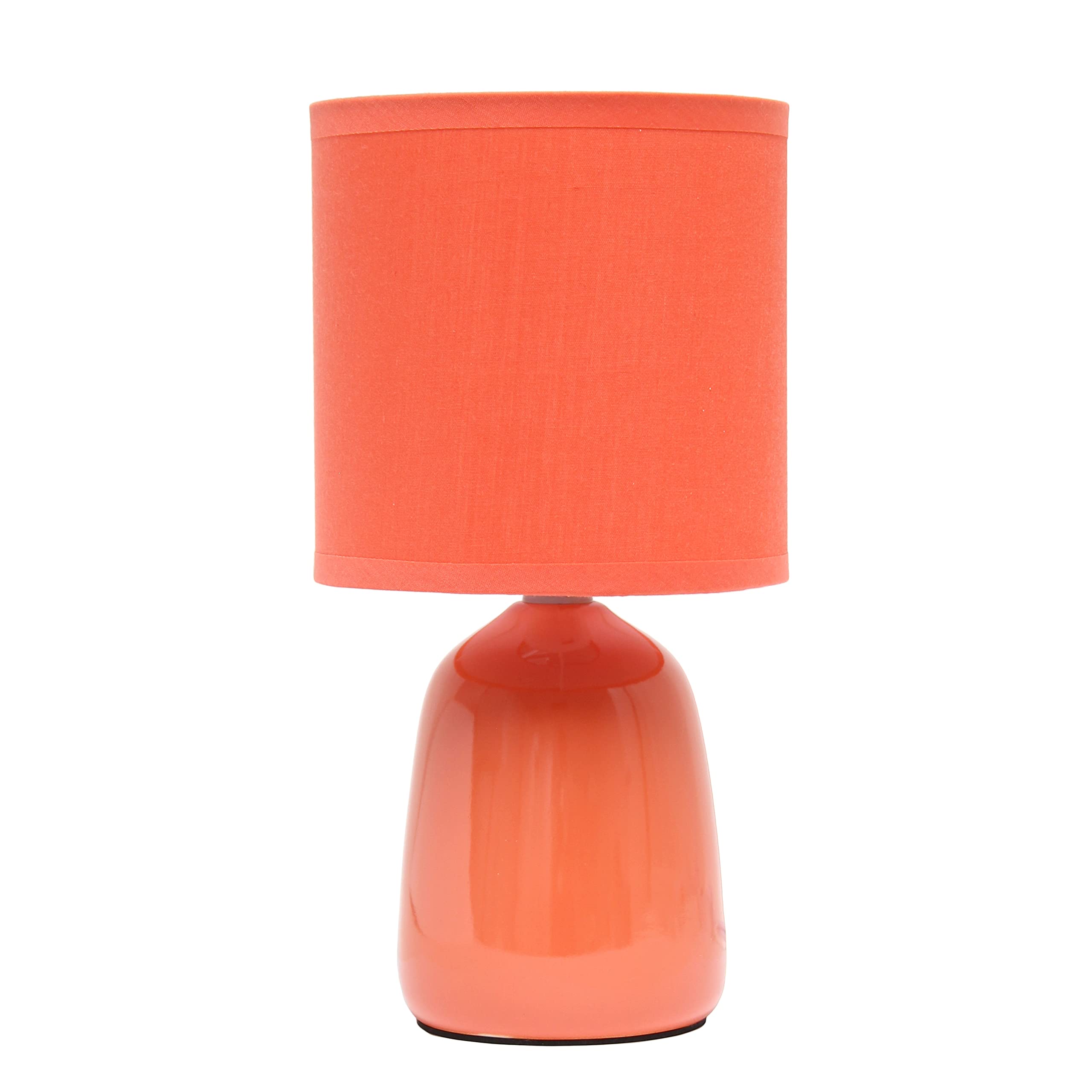 Simple Designs LT1134-ORG Ceramic Bedside Table Lamp 10.04in Tall Orange with Fabric Shade for Home Decor, Bedroom, Living Room