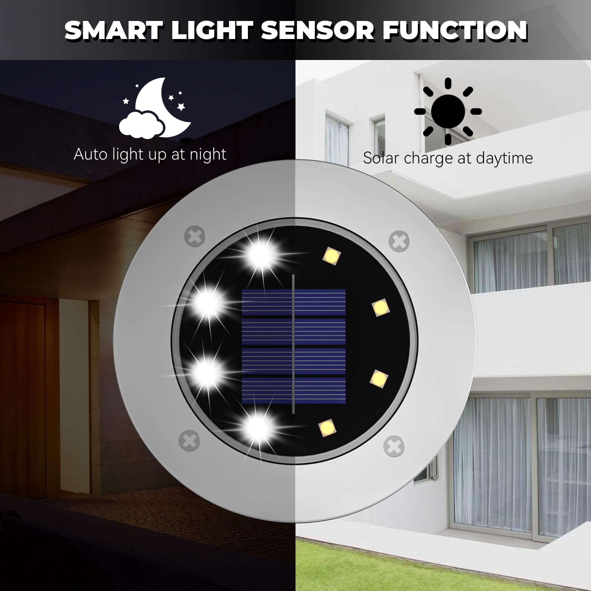 DUUDO Solar Outdoor Lights 16Pack, Waterproof In-Ground Landscape Lighting, White Light