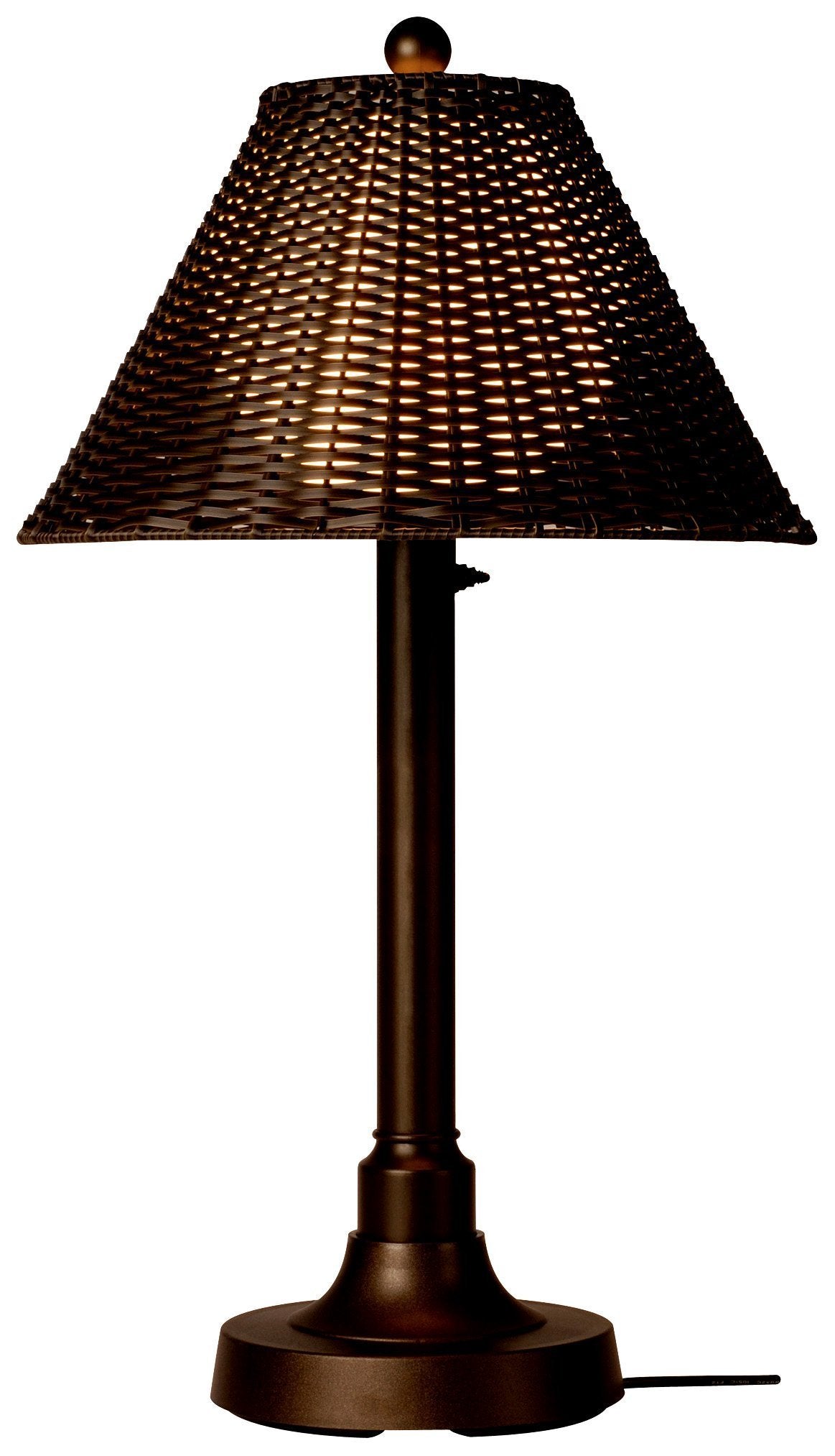 Patio Living Concepts Tahiti Ii 34&quot; Bronze Outdoor Table Lamp With Walnut Wicker Shade
