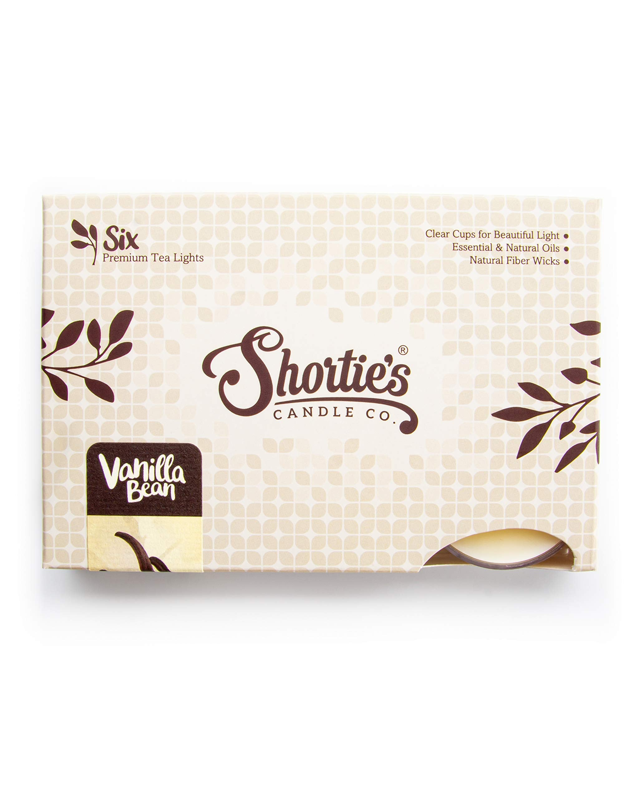 Shortie's Candle Company Vanilla Bean Tealight Candles - 24 Highly Scented Beige Tea Lights - Made in The USA - Model 46128