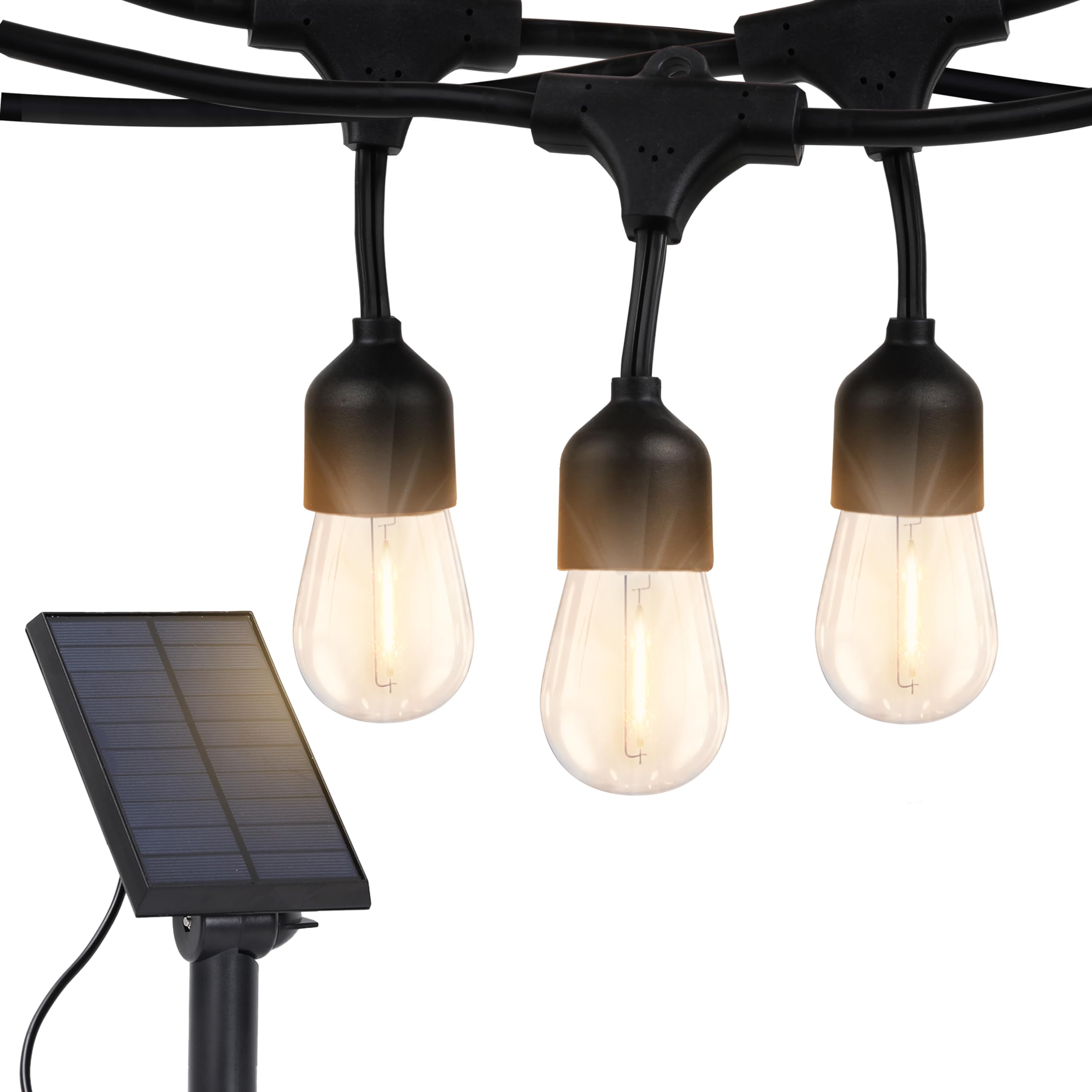 Brightech Ambience Pro Solar Powered String Lights - 27 Ft, 12 Shatterproof Edison Bulbs, Waterproof, Warm White, Model B07M78QD7P
