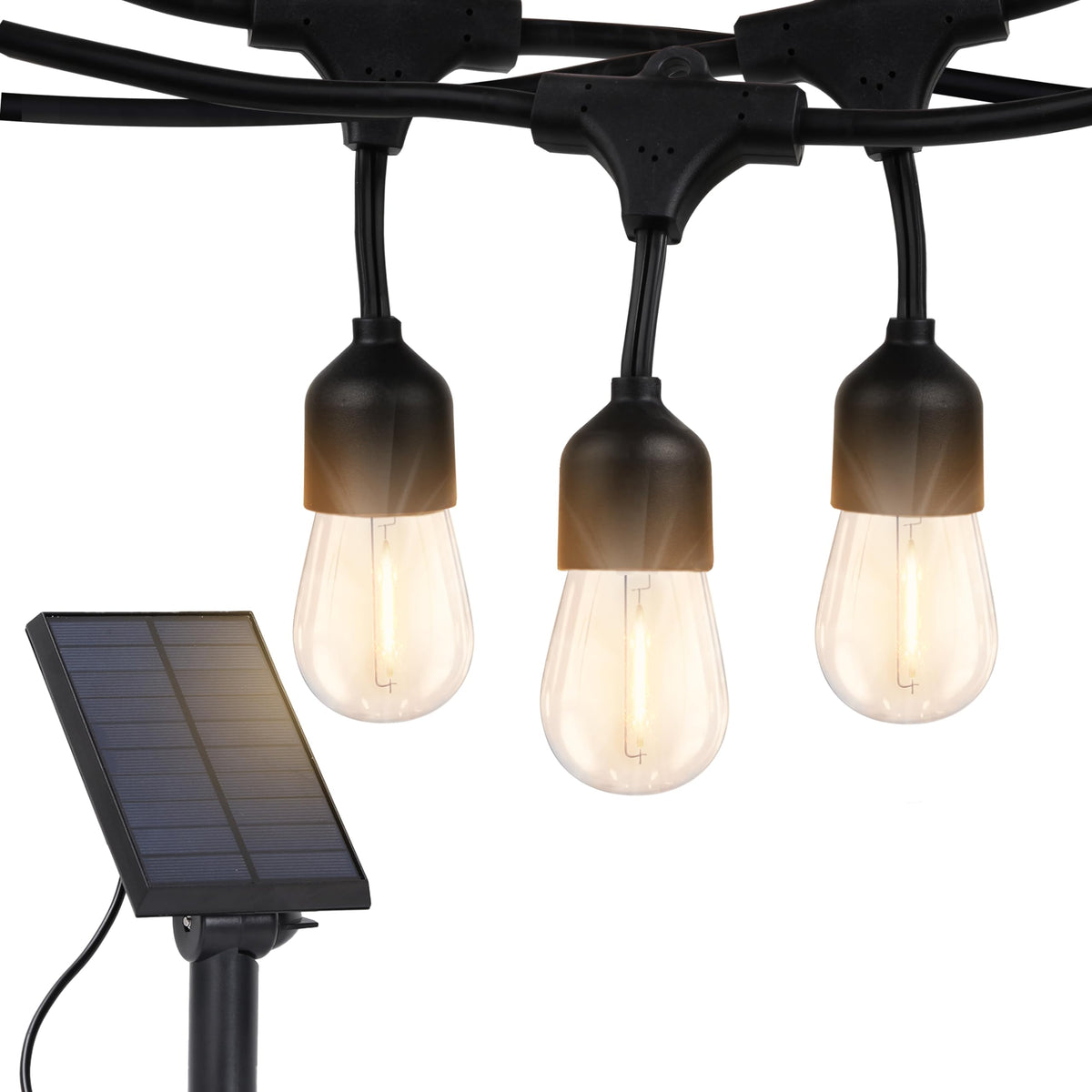 Brightech Ambience Pro 27 Ft Solar Powered Outdoor String Lights - Commercial Grade Waterproof Patio Lights With Edison Globes,