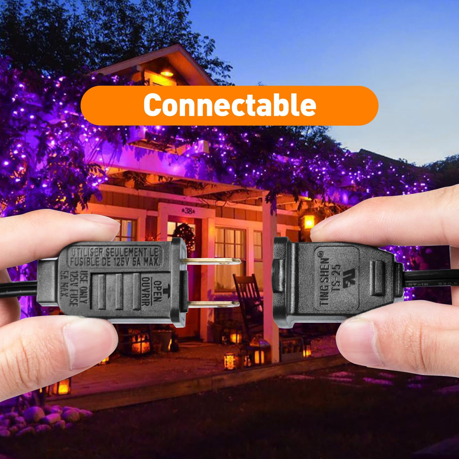 CHYSUPER C7 Christmas Lights, Led Clear Purple Halloween Outdoor String Lights, 25FT Commercial Grade Patio Light with 27 C7 Bul