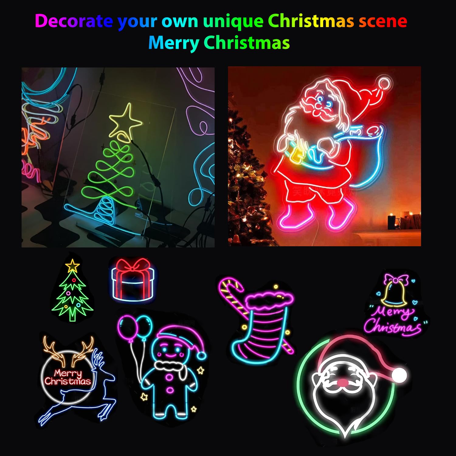 Jiguoor El Wire Battery Pack 16.4Ft / 5M Bright Neon Light Strip 360° Illumination Neon Tube Rope Lights For Diy, Festival, Party Decoration, Pub, Halloween, Chrismas (16.4Ft / 5M, Blue)