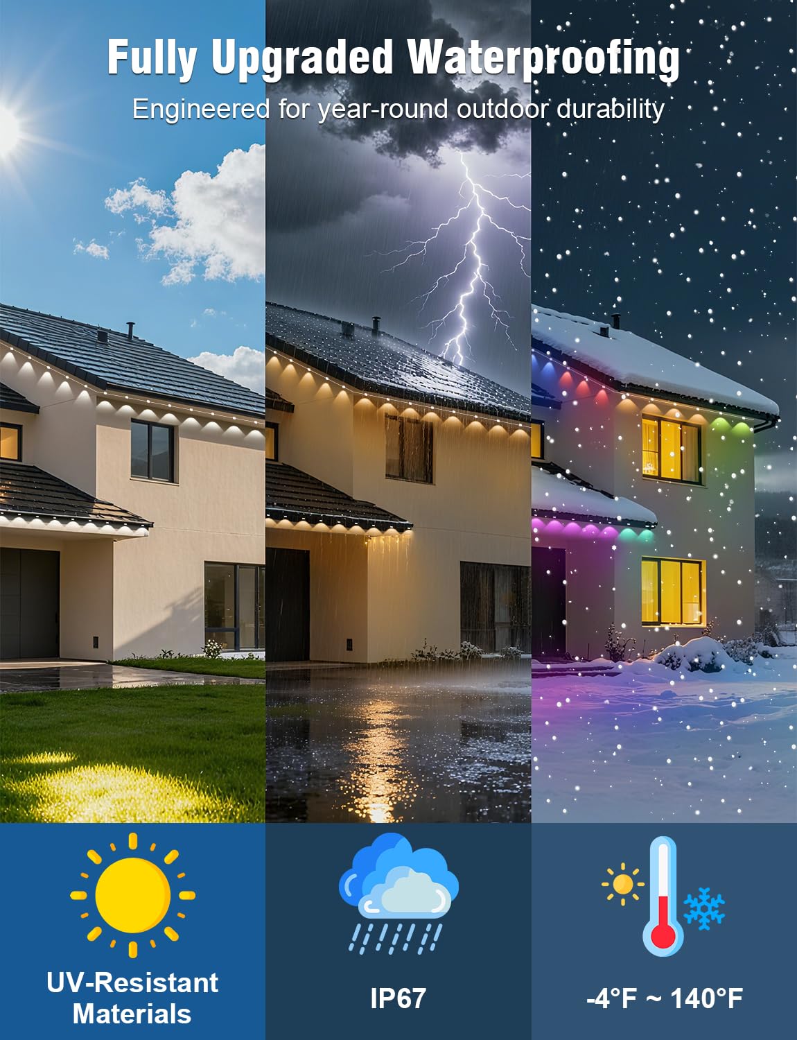 Permanent Outdoor Lights 246Ft With 90 Rgbic Led Smart Led Lights  App/Remote Control Ip68 Waterproof For Holiday Decor  50 Scene Modes  Diy Lights Lighting Timing For Christmas Halloween Party M2