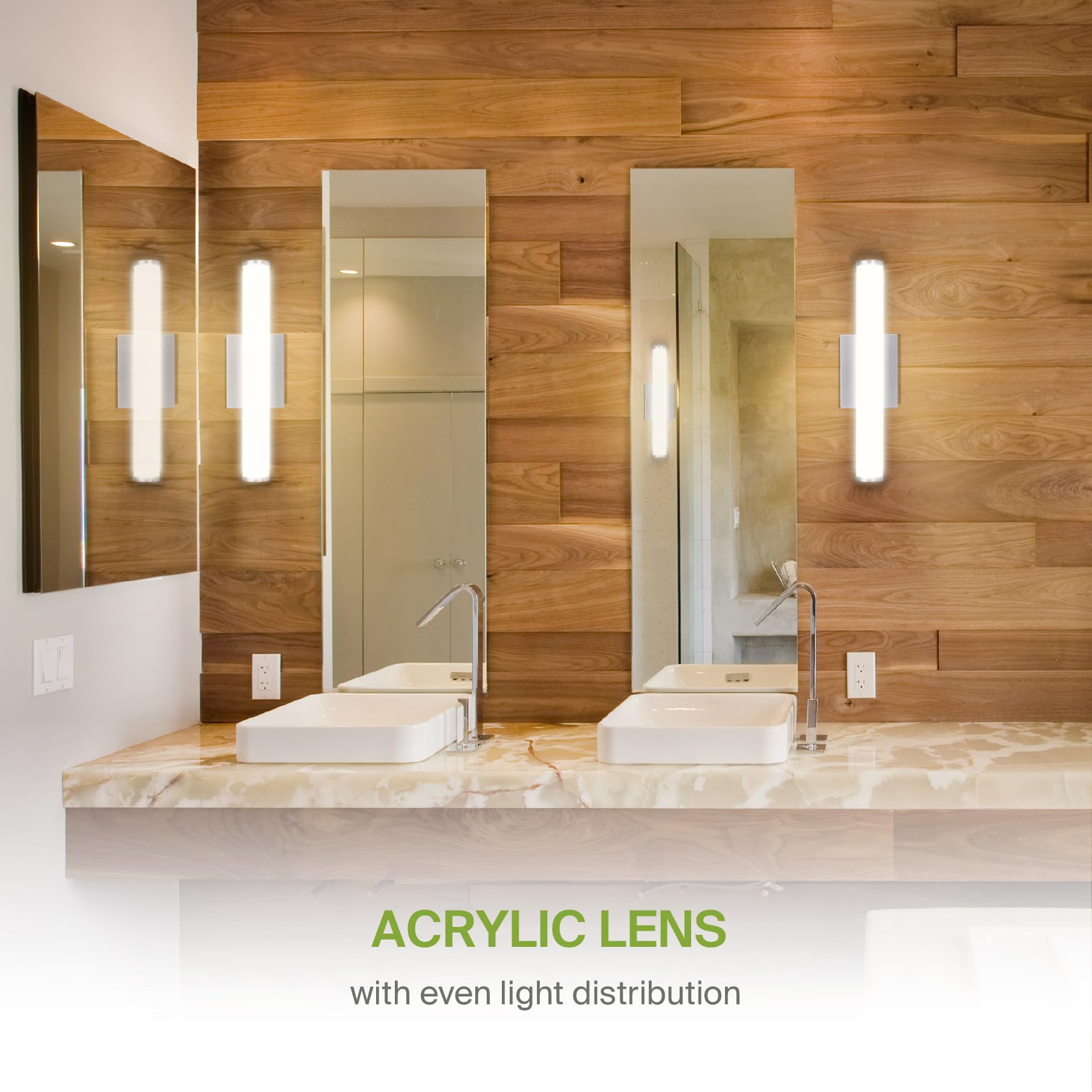 Asd Led 18 Vanity Wall Mount Light Fixture  Linear Bathroom Lighting Bar | 3Cct  Dimmable  Energy Star  Etl Listed | 20W 1500Lm 3000-5000K 120V | Long Tube Bath Sconce Over Mirror | Nickel  2 Pack