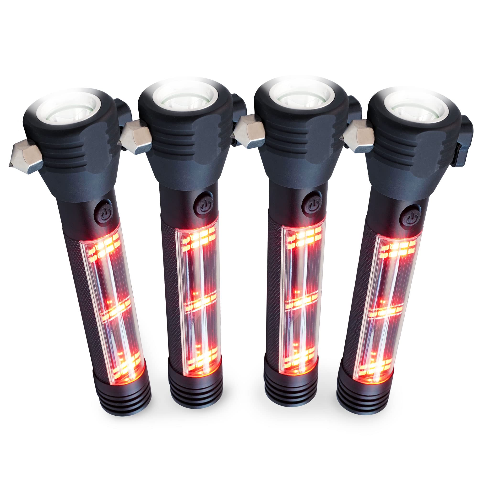 4Patriots HaloXT Solar Tactical Flashlight - Multi-Functional, Power Bank, 4-Pack, Black, Model 593