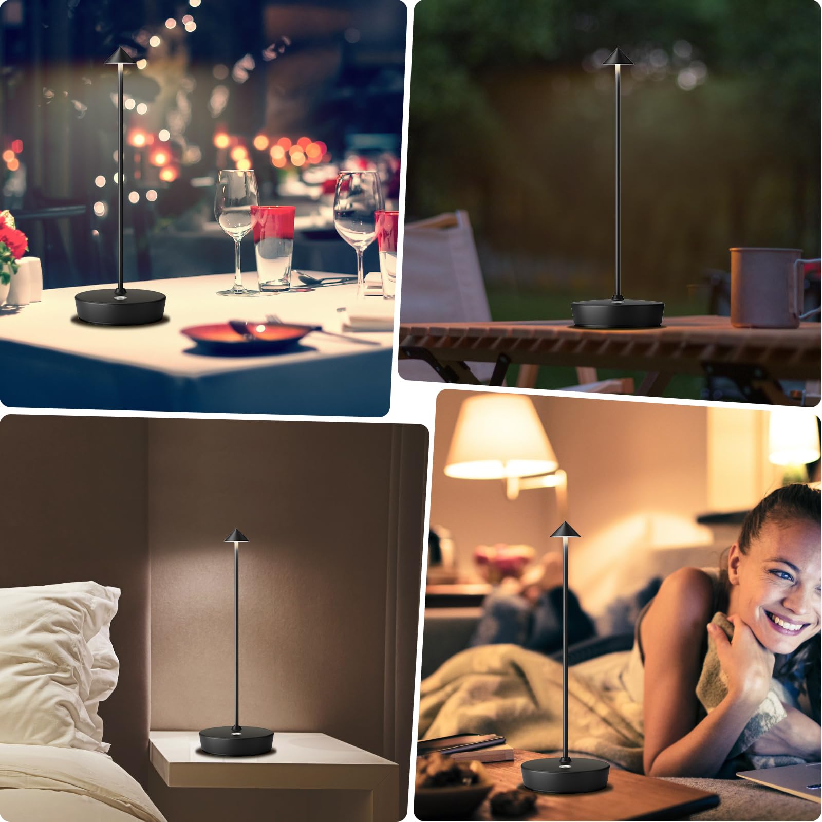 YIBEN Rechargeable Cordless Table Lamp, 6000mAh Battery, 3 Levels Brightness, 4.3 x 4.3 x 12.8 inches, 2