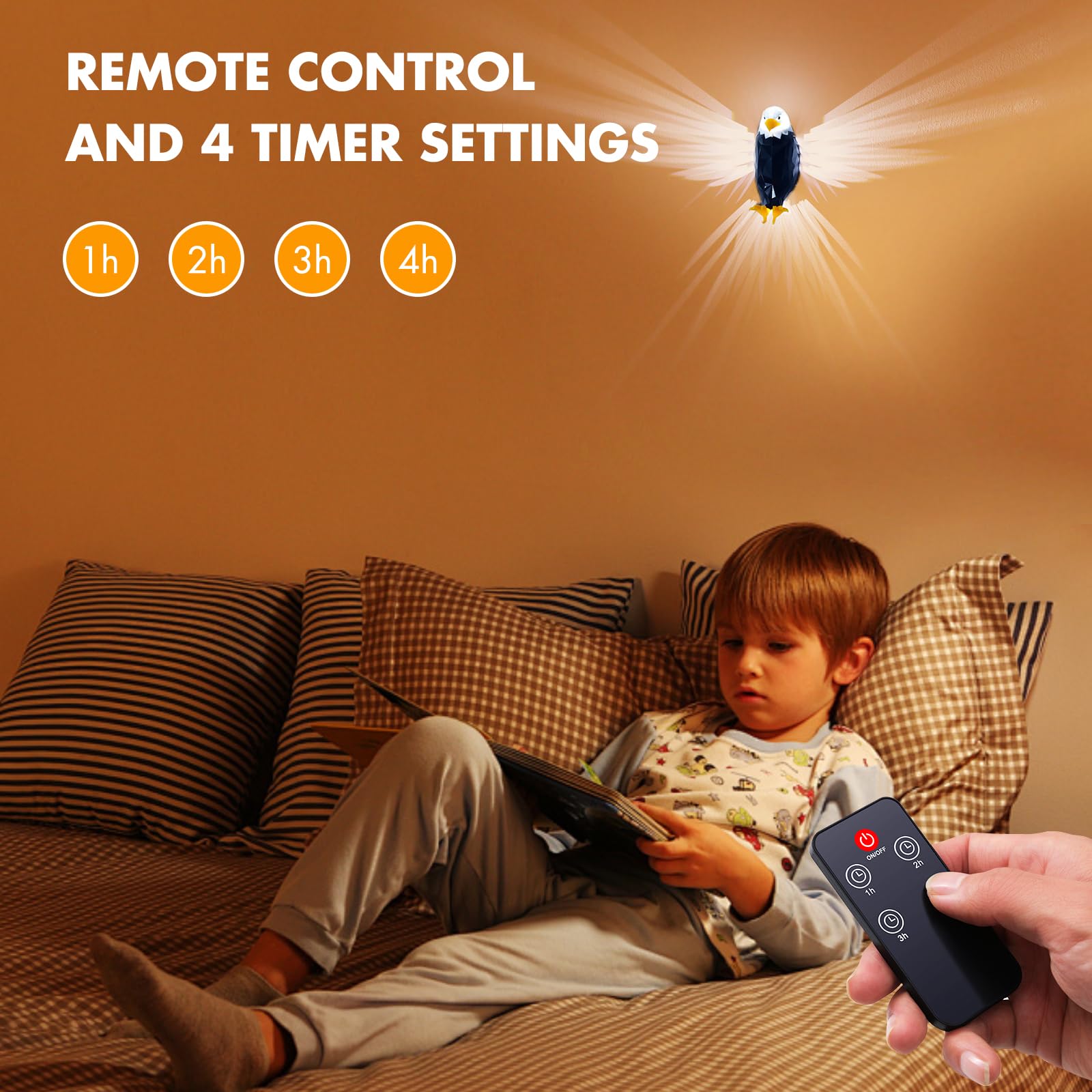 Eagle Wall Light, American Bald Eagle Light With Eagle Sound, Magnetic Wall Mounted Led Eagle Night Light With Remote Control, U
