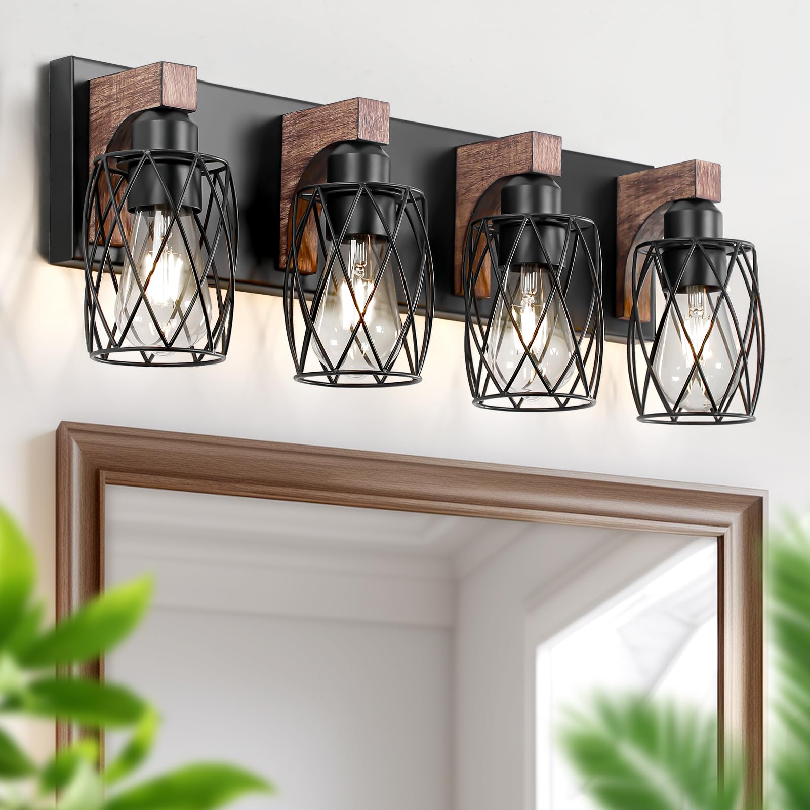DIKAIDA 6-Light Bathroom Vanity Light, Rustic Black Metal Wall Sconces, Model DKD-222-6