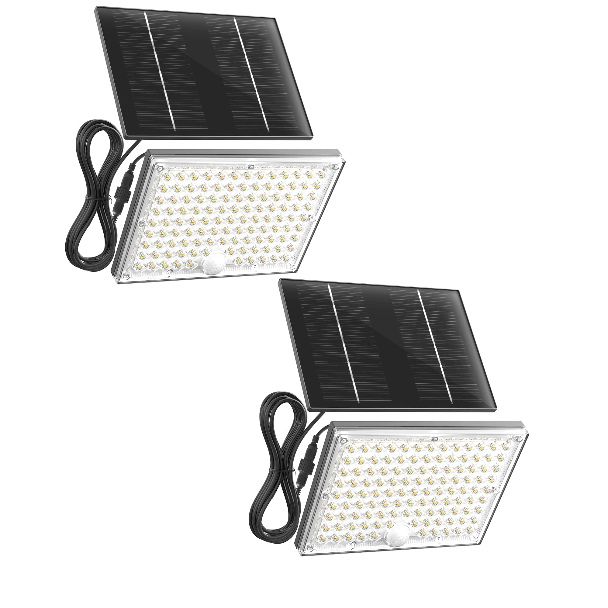 SUPERDANNY Solar Flood Lights, 113 LEDs, Motion Sensor, IP65 Waterproof, 2 Pack, Gray, Model SD0523040-2MUCL-US-TEST
