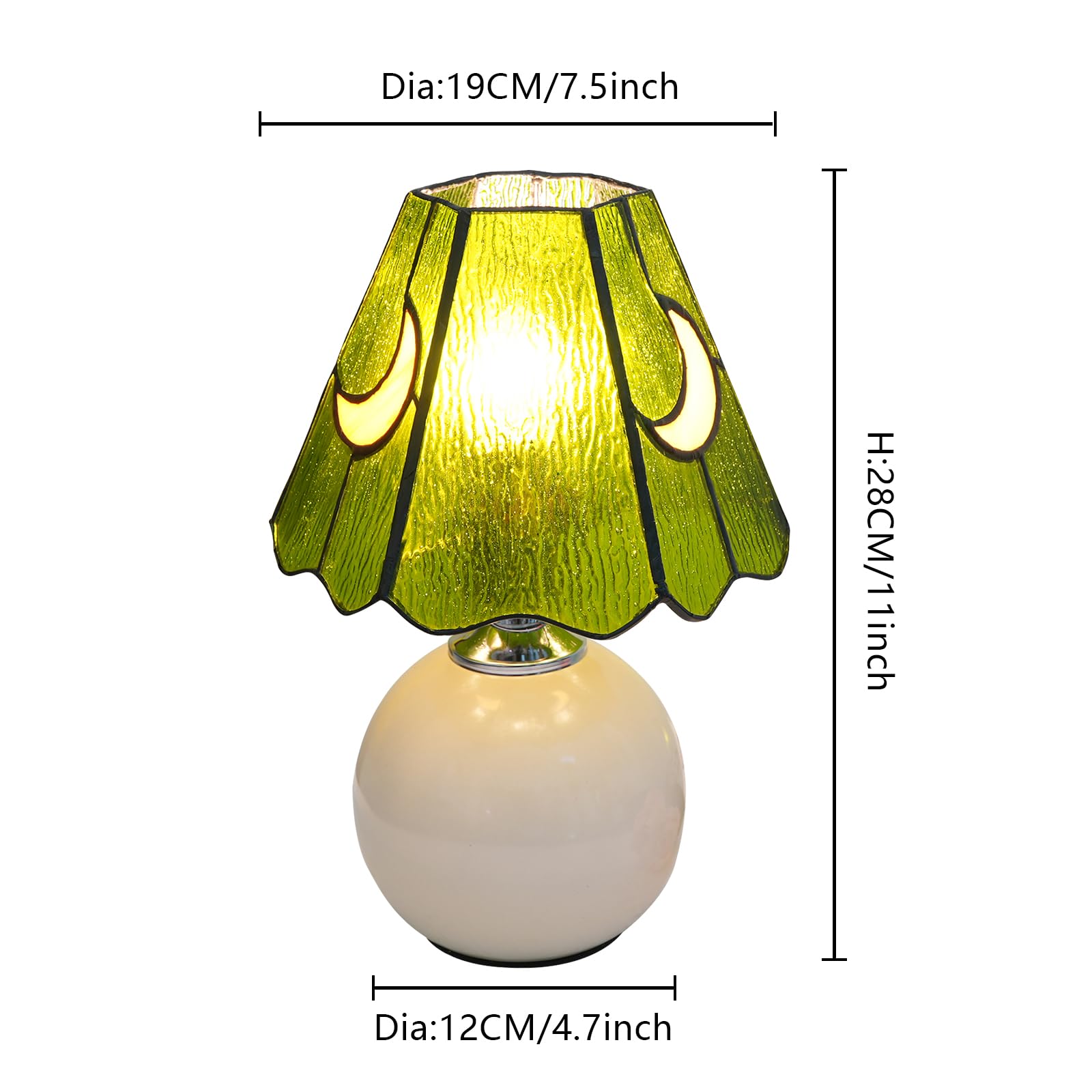 Kiphepi Mushroom Lamp-Small Bedside Table Lamp With Moon Glass, Nightstand Lamp For Bedroom, Living Room, Cafe, Bulb Included, Home Decor For Girls Women Birthday Christmas Thanksgiving Day, Green