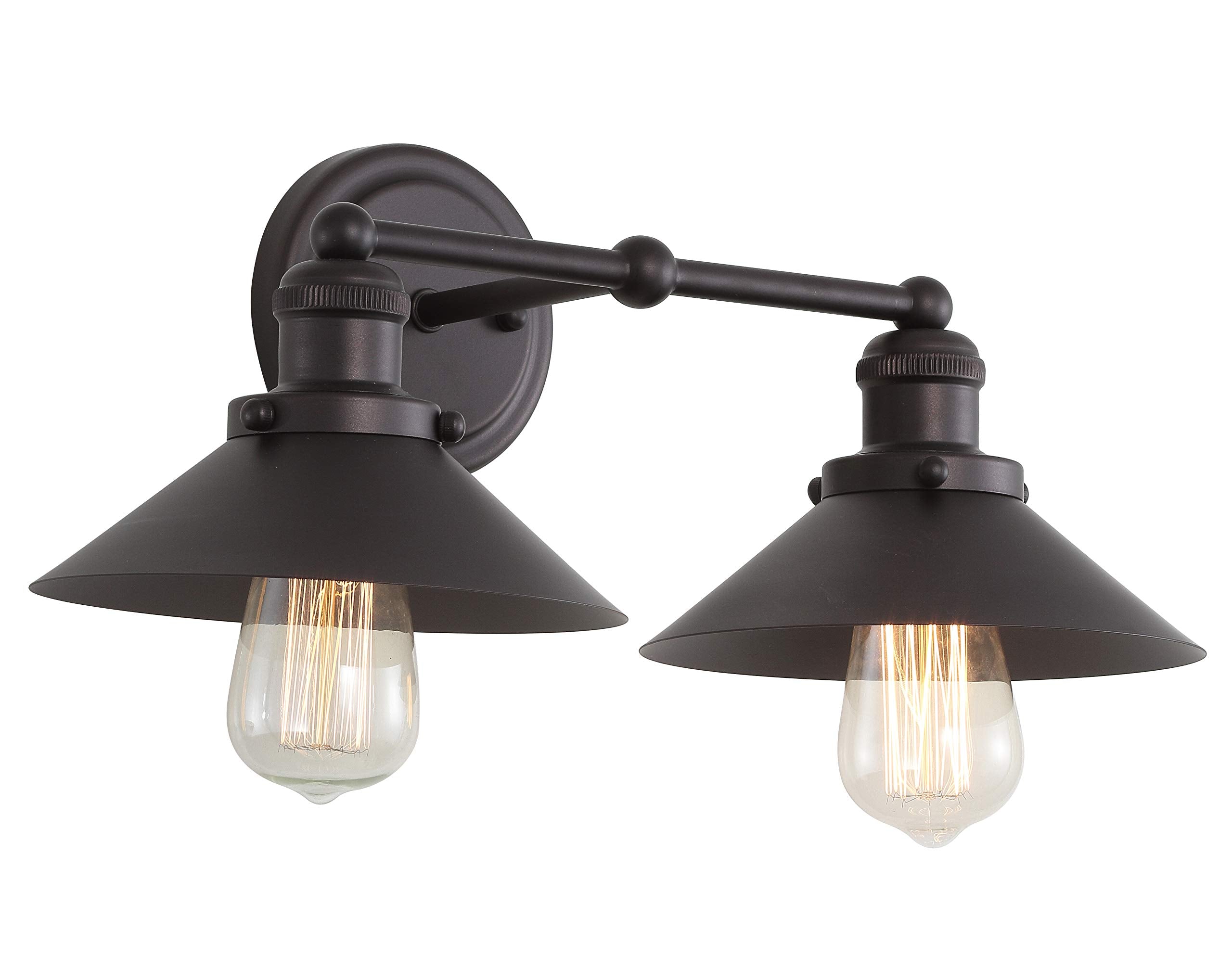 JONATHAN Y JYL7427A July 17.5 2-Light Metal Shade Farmhouse Sconce Contemporary Transitional 2200K Edison 25W Bulbs Included for Bedroom Living Room Bathroom  Vanity Lighting  Oil Rubbed Bronze