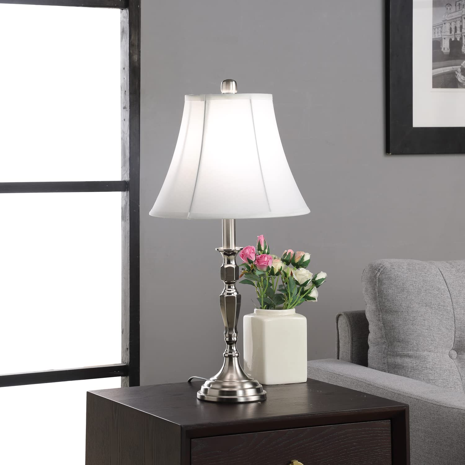 24.5'' In Serge Satin Nickel Metal Table Lamp