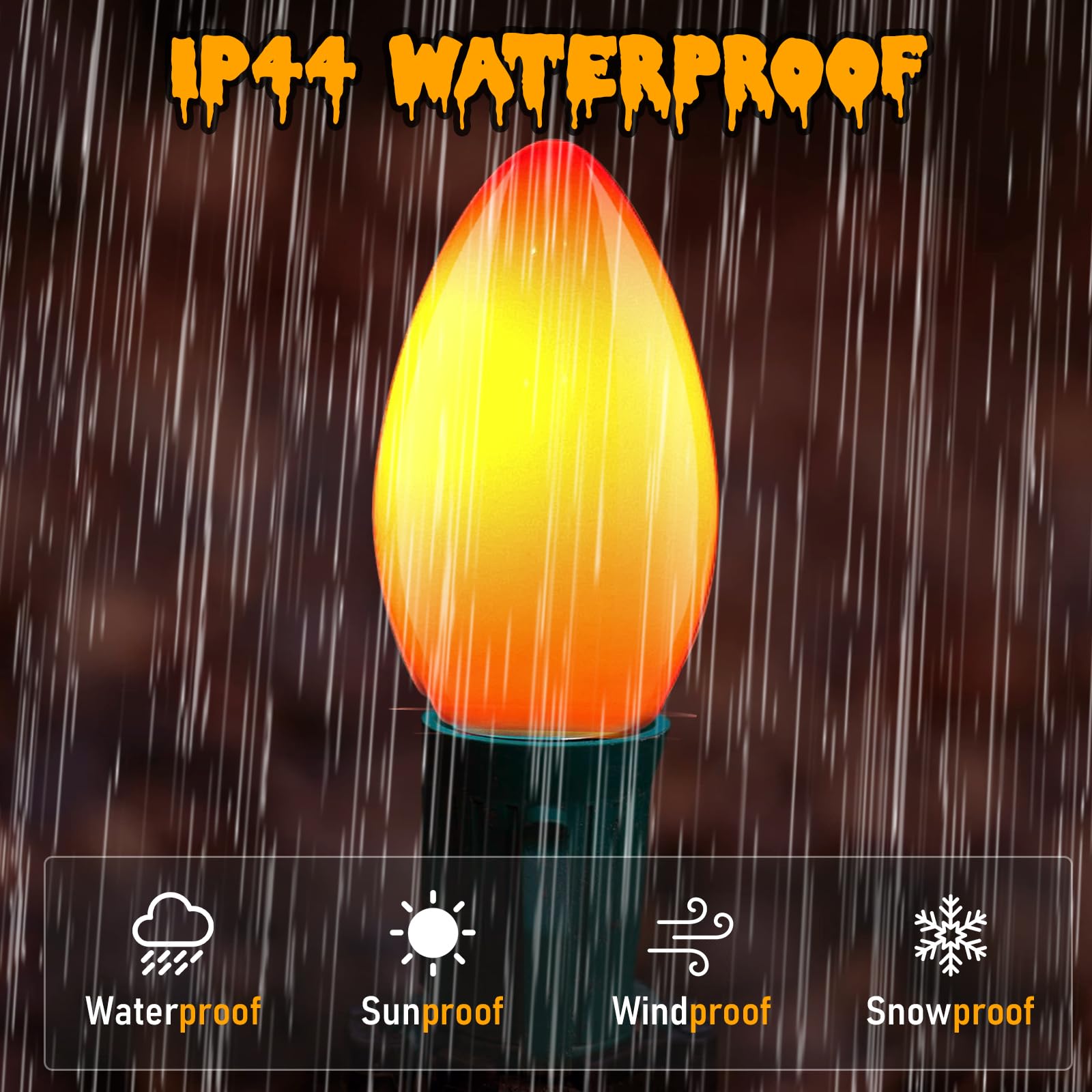 25 Pack Halloween Orange Light Bulbs, C7 Incandescent Replacement Bulbs For Indoor Outdoor Patio Halloween Christmas Party Strin