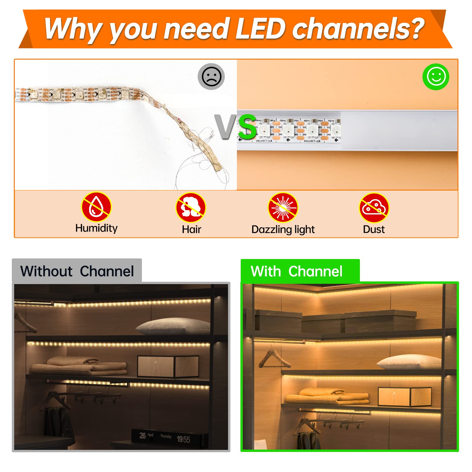 Muzata 6Pack 3.3Ft/1M Led Channel White Aluminum U Shape Led Strip Diffuser Channel With Milky White Cover Easy Installation U1S